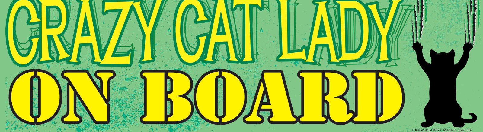 "CRAZY CAT LADY – On Board" Joke Prank Bumper Car Magnet Sign – Made in the USA