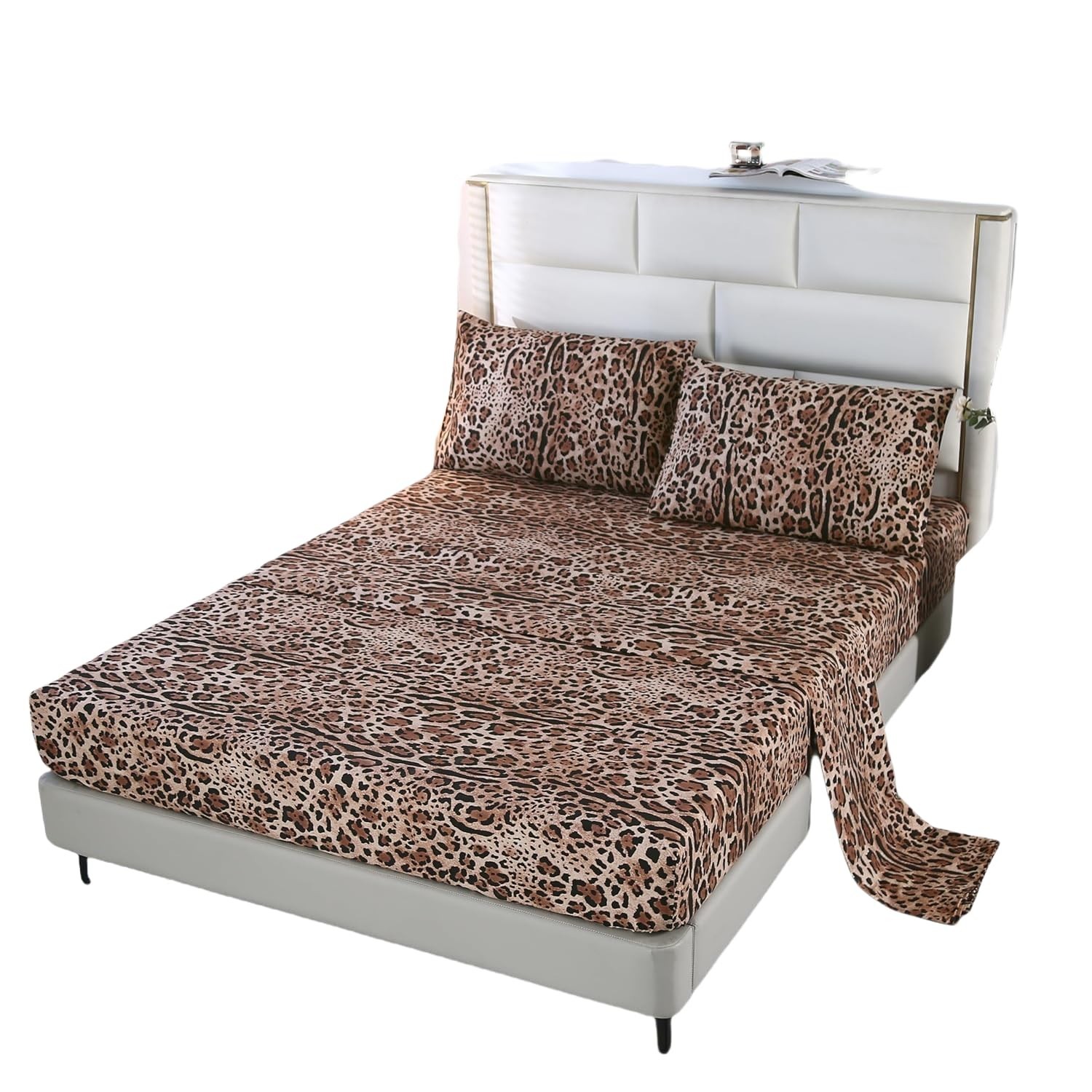 SDY 4PCS Cheetah Bedding Sheets Full Leopard Print Sheet Set Included 1 Fitte…