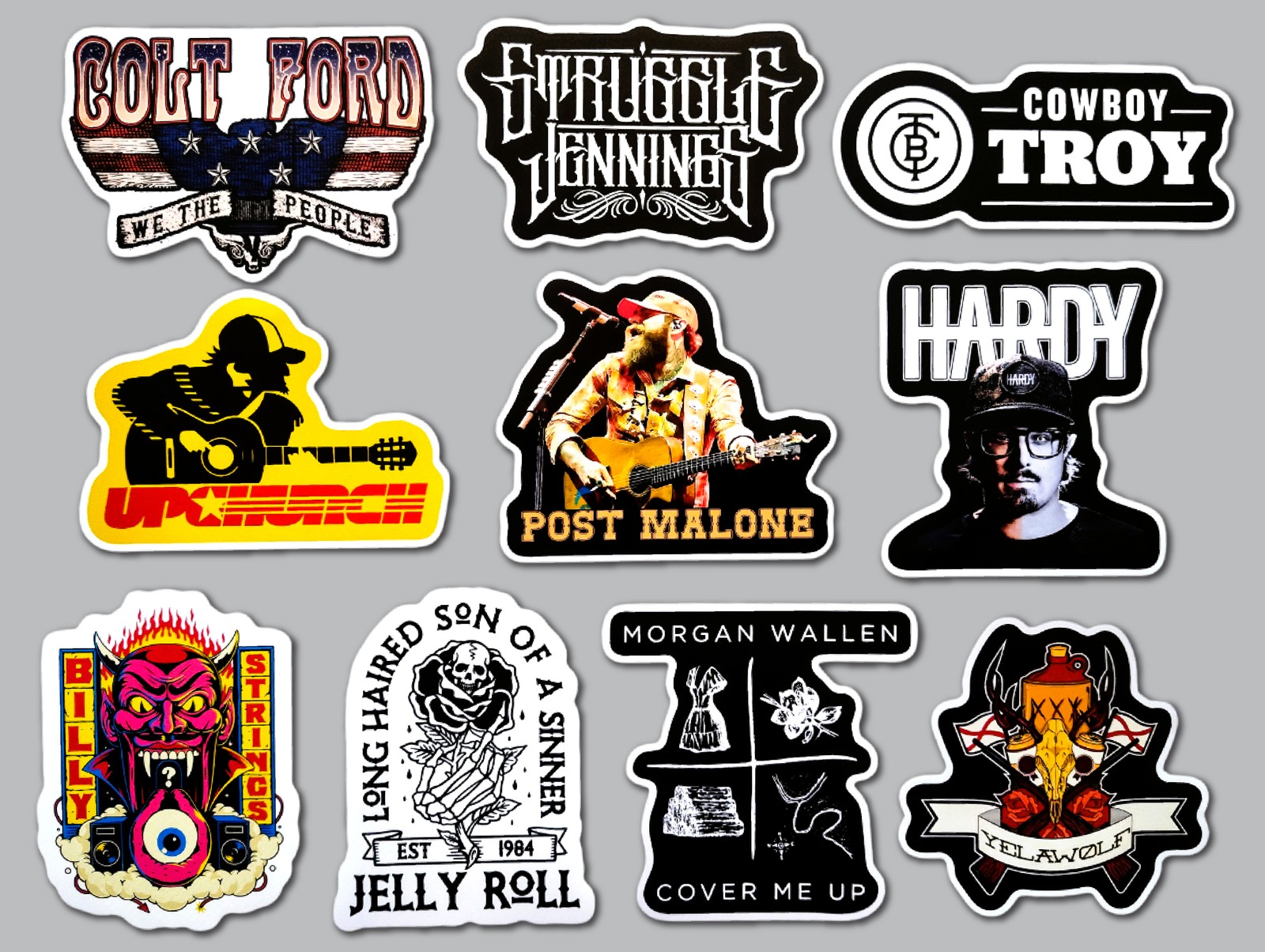Modern Country Music Vinyl Sticker Lot (10 Pack) SET 3 band western hip-hop rap