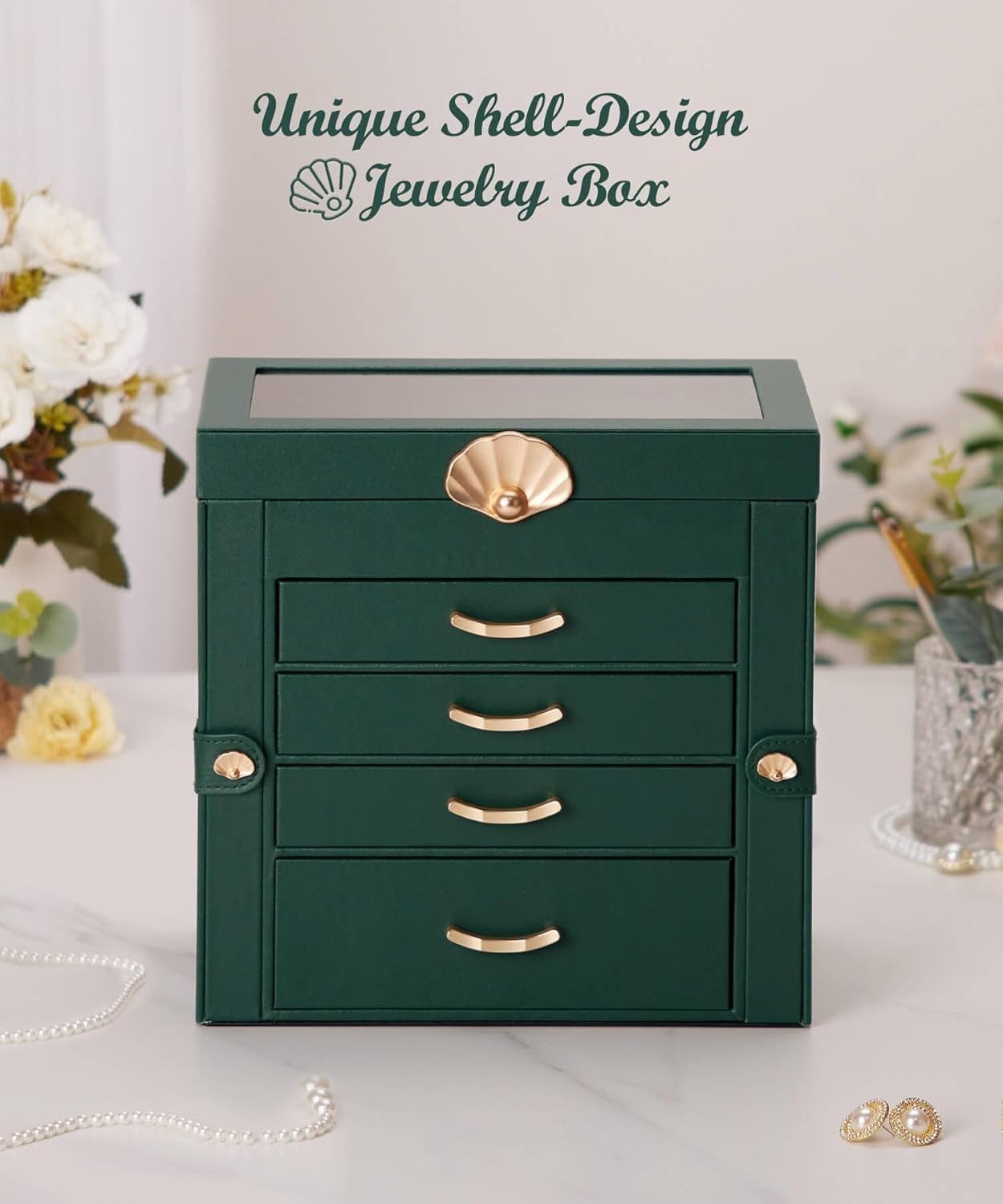 Jewelry Box with 4 Drawers: Display Organizer for Earrings Necklaces – Gifts …