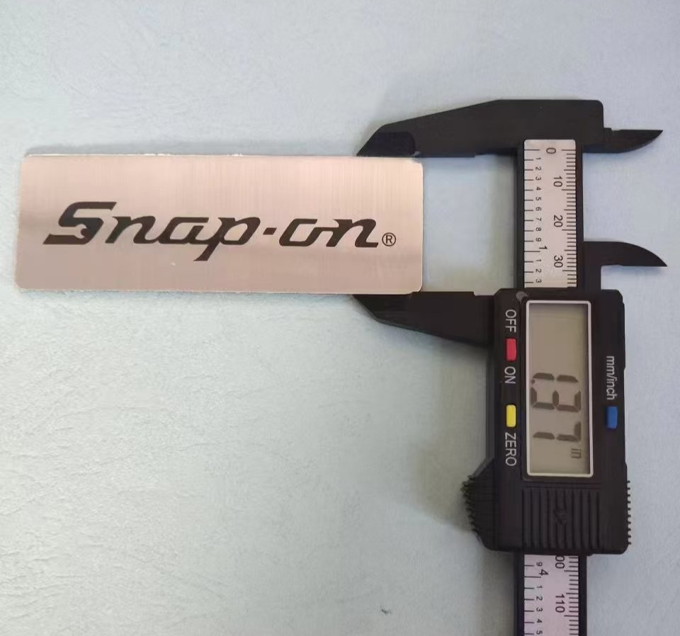 4PCs 4" SNAP-ON TOOLBOX LOGO Vise Badges Aluminum Emblem Adhesive Decal Sticker
