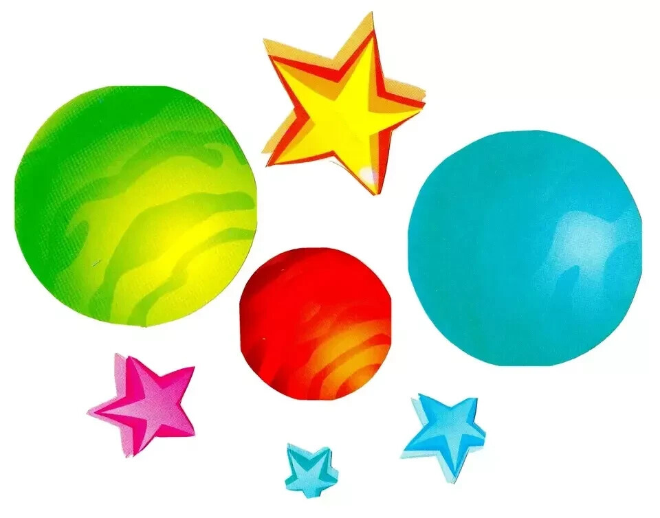 space stars planets galaxy wall sticker peel & stick 2.5 inch 7pc