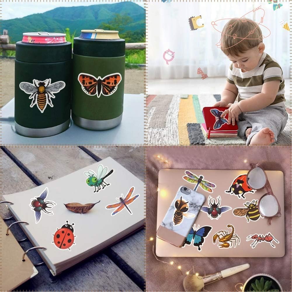 Fun Insect Vinyl Stickers for Kids – 50PCS Waterproof Decor for All Occasions