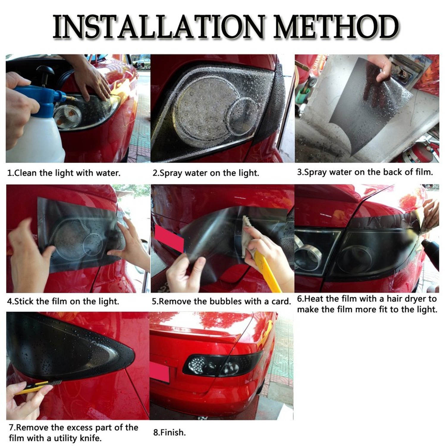 1797 Car Light Tint Film Frosted Taillight Tail Back Turn Signal Black Headli…