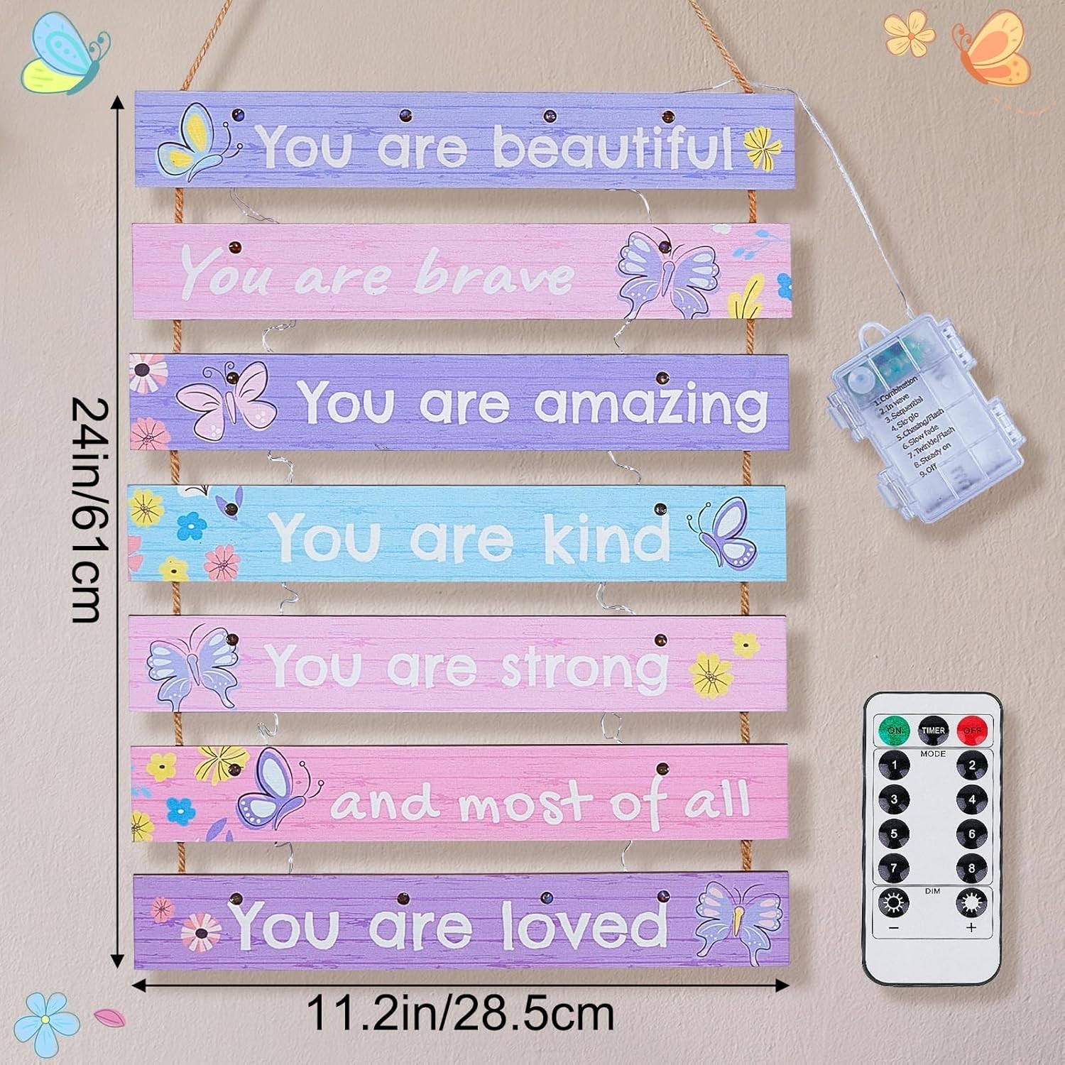 Vibrant Motivational Wall Decor for Kids with Remote-Controlled LED Lights