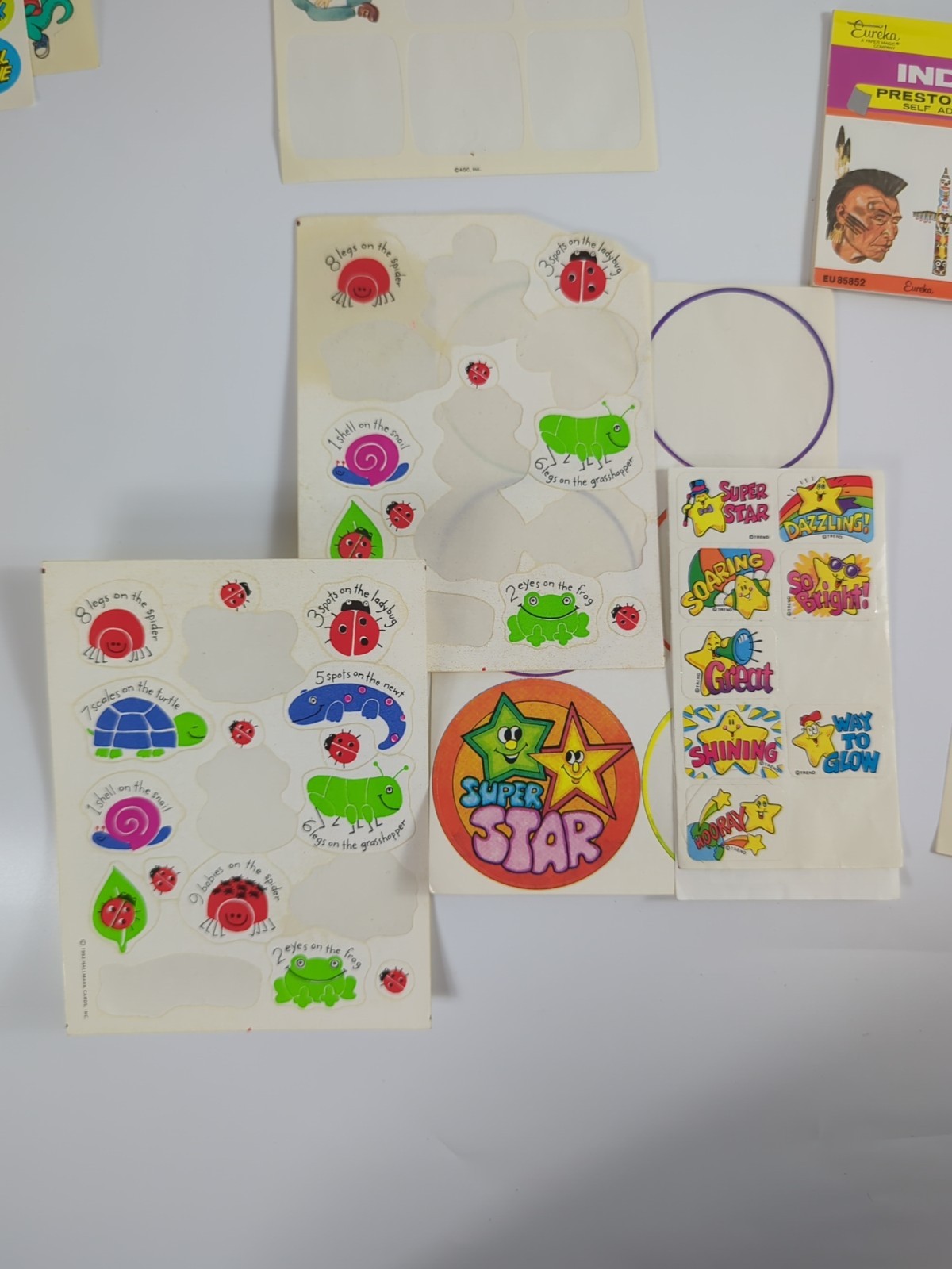 Mixed Lot Vintage 90s Sticker Sheets Animals Hearts Holiday Dinosaur