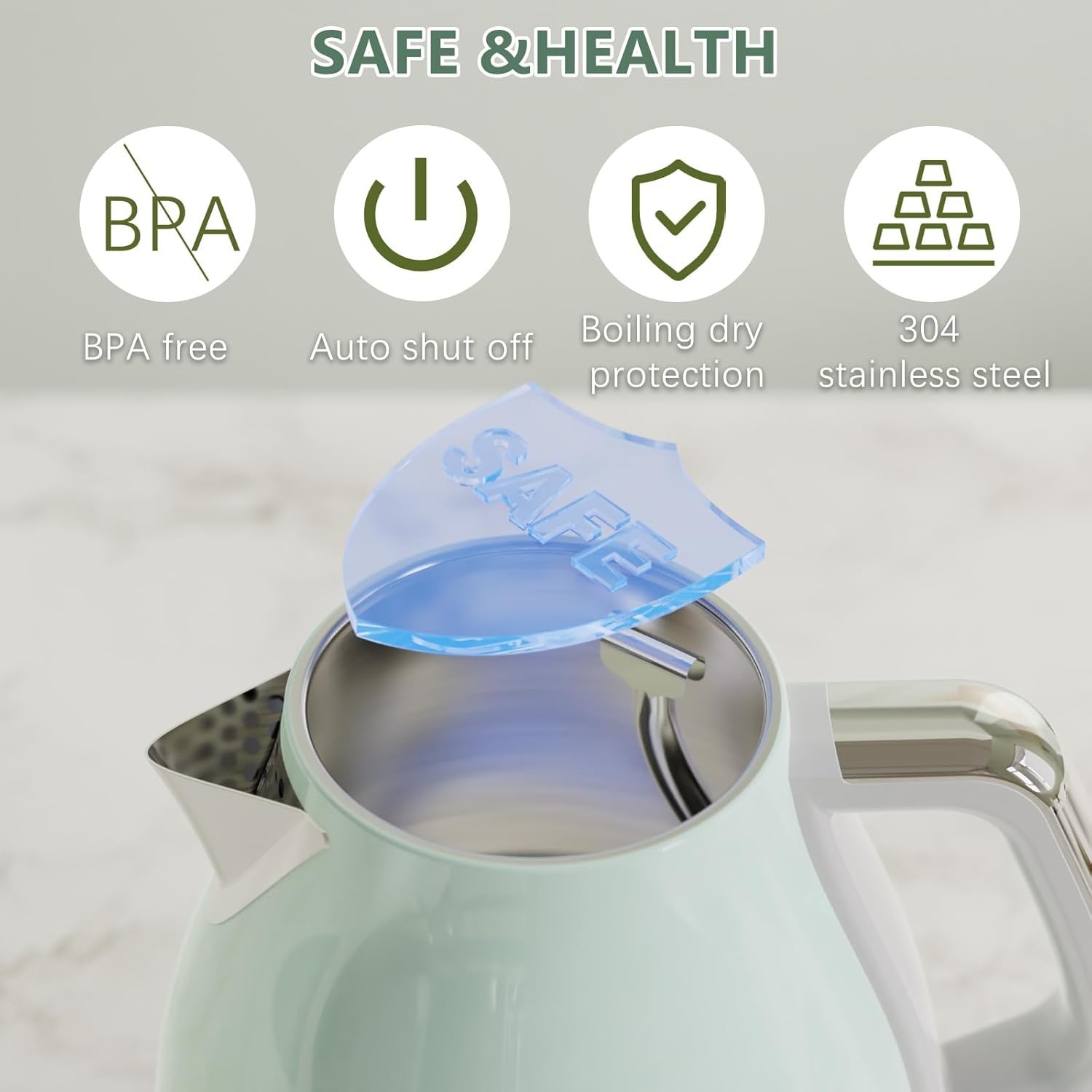 Electric Tea Kettle, 1500W /1.0L Hot Water Boiler Heater Pot, Retro Small Ele…