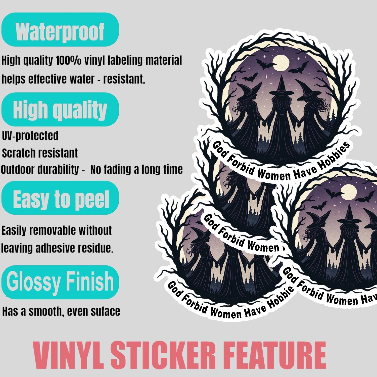 4pcs God Forbid Women Have Hobbies Stickers – Feminist Vinyl Decals