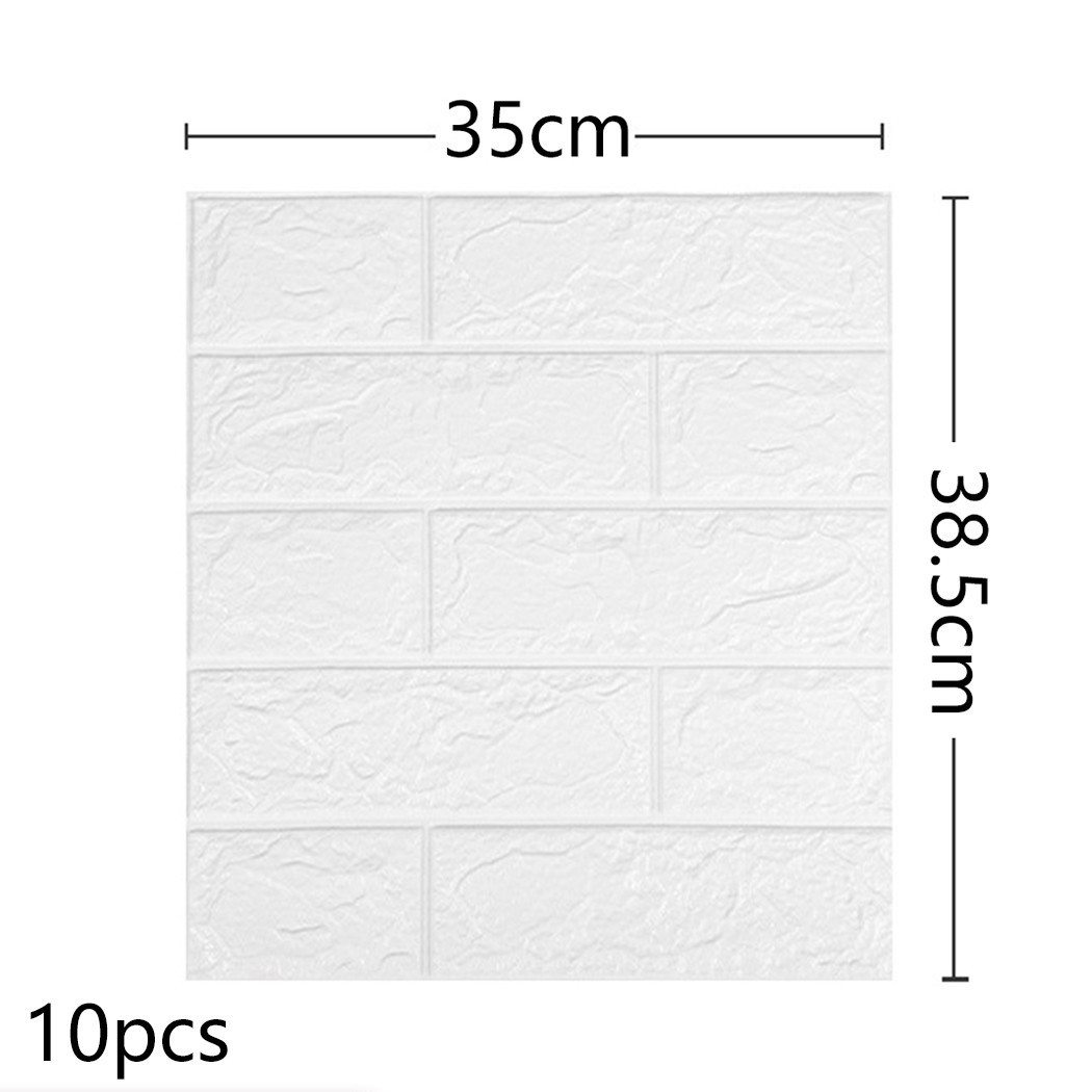 Sound Insulation Waterproof 3D Tile Brick Wall Sticker Foam Panel (10PCS)