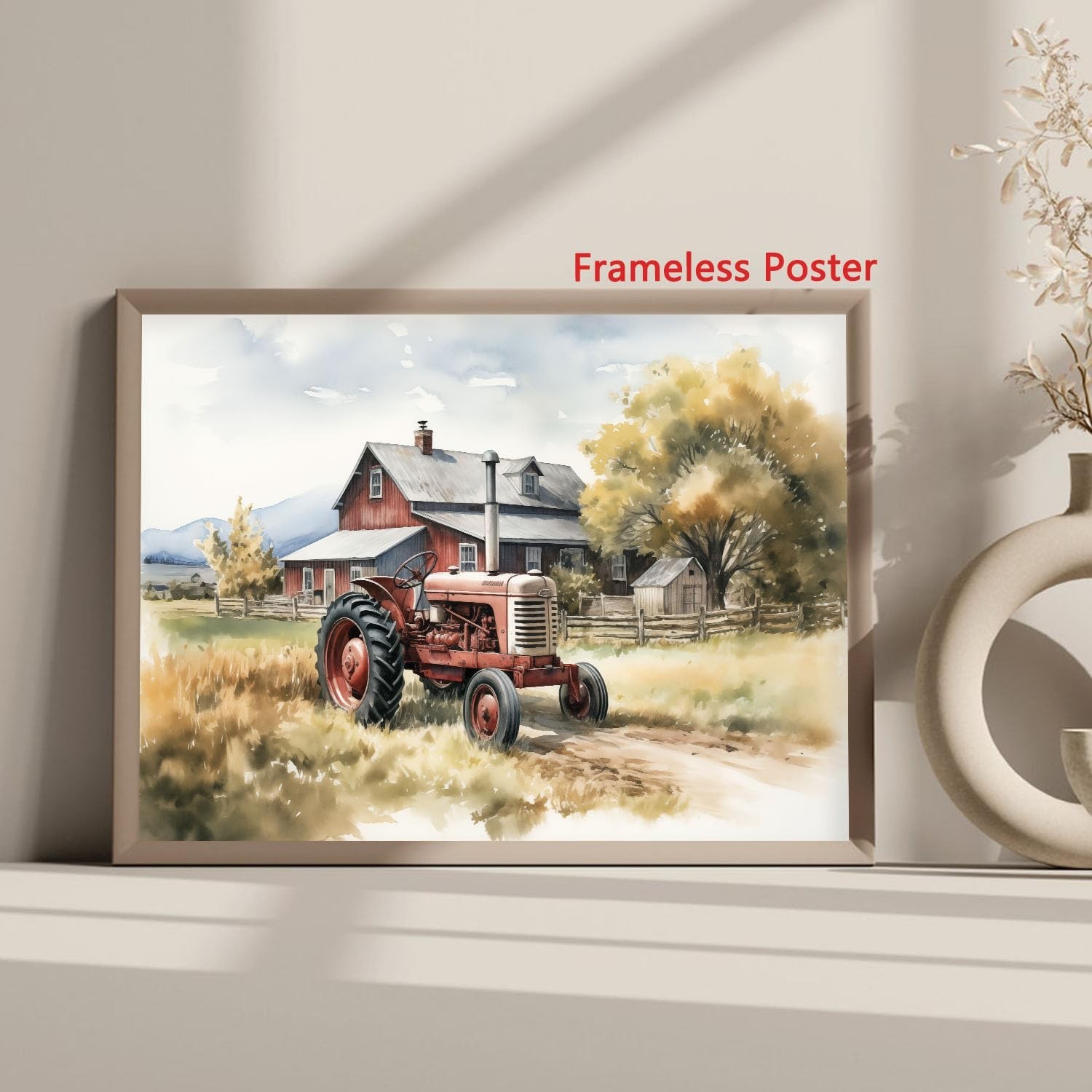 BACKYMRJCART Farm Tractor Canvas Wall Art Decor Farmhouse Rustic Pictures Old…