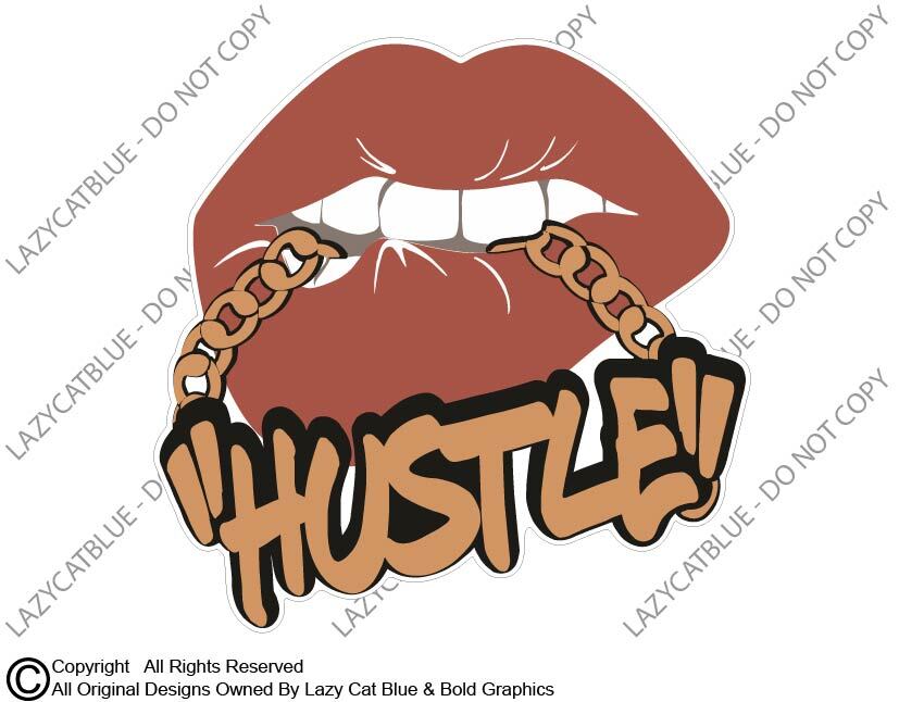 Hustle Lips Decal Graffiti Writing King Queen Sticker Car Urban Street Side Gig