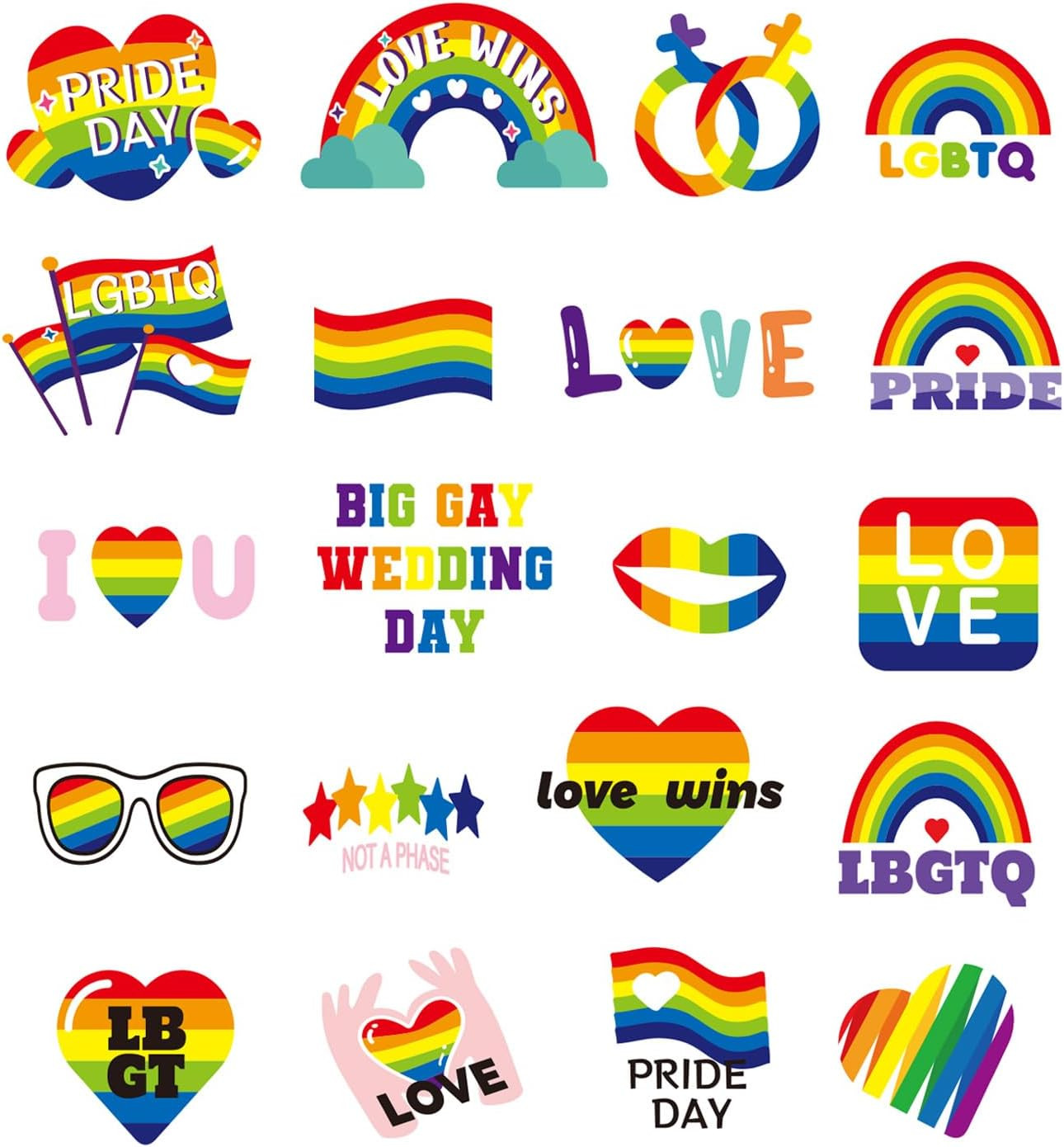 500 PCS Pride Stickers, Progress Pride Rainbow Heart Stickers for LGBTQ Decor