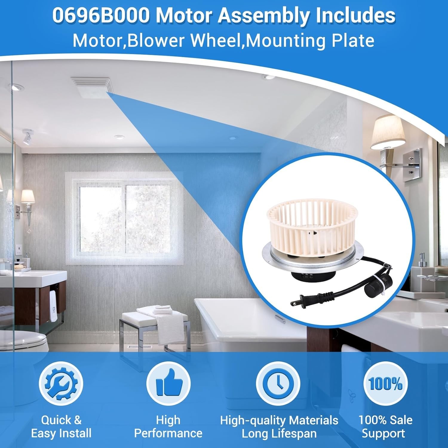 Upgrade QT-100L QT-110-B QT-110N-B QT-90N-B Bathroom Fan Motor & Blower Wheel…