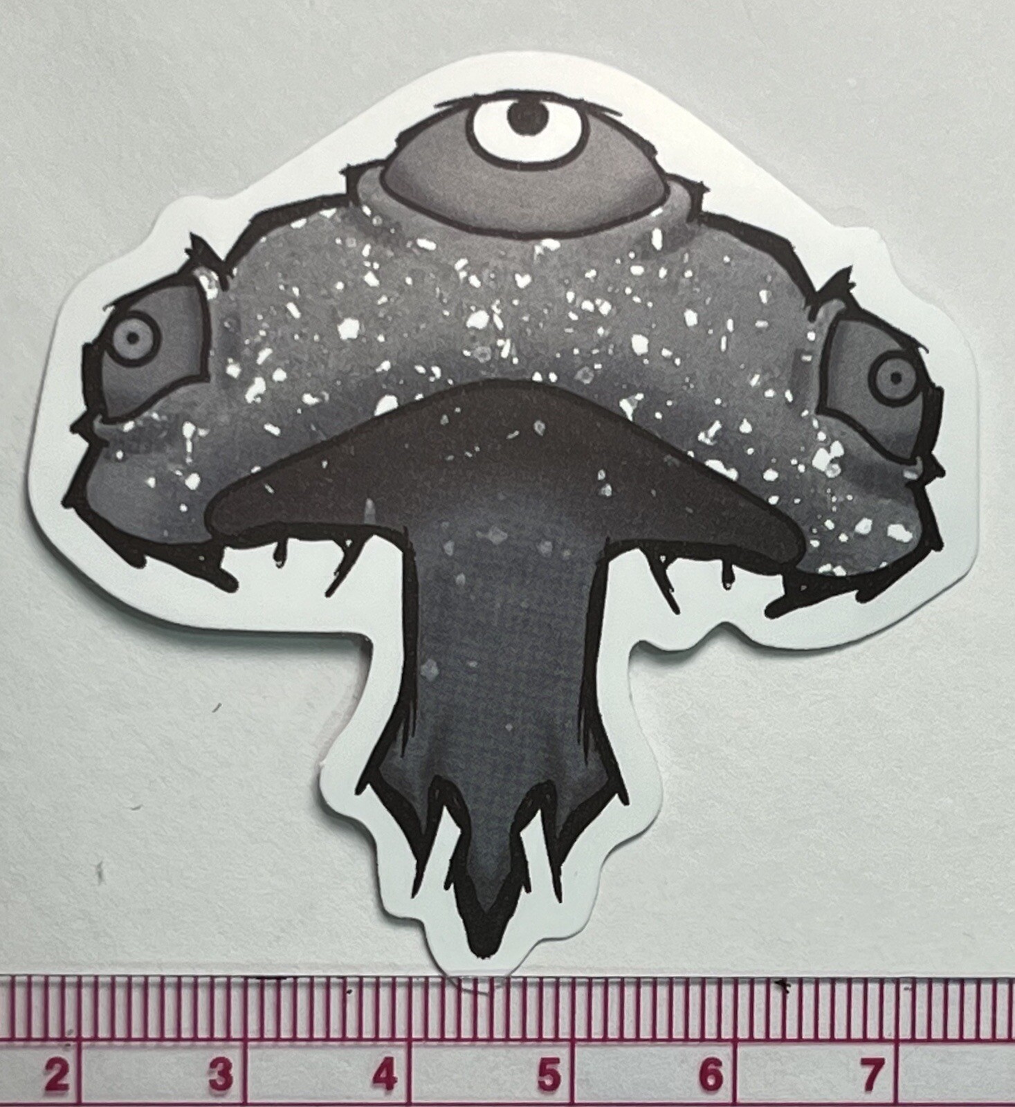 Mushroom B & W Drawing Evil Eye – Vinyl Decal Sticker Bomb Creepy Halloween