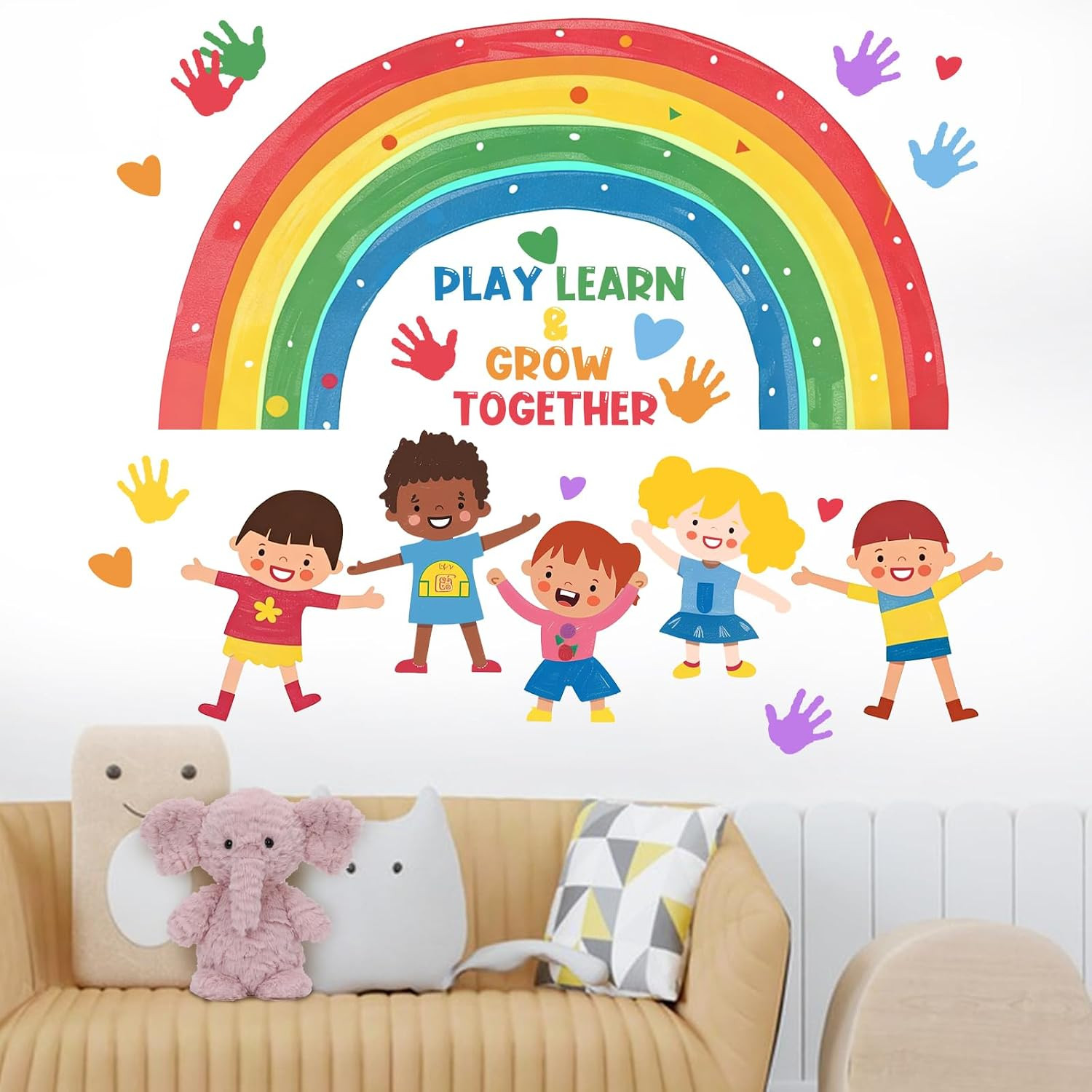 Inspirational Kids Rainbow Wall Decals Stickers, Equality | Motivational Play Le