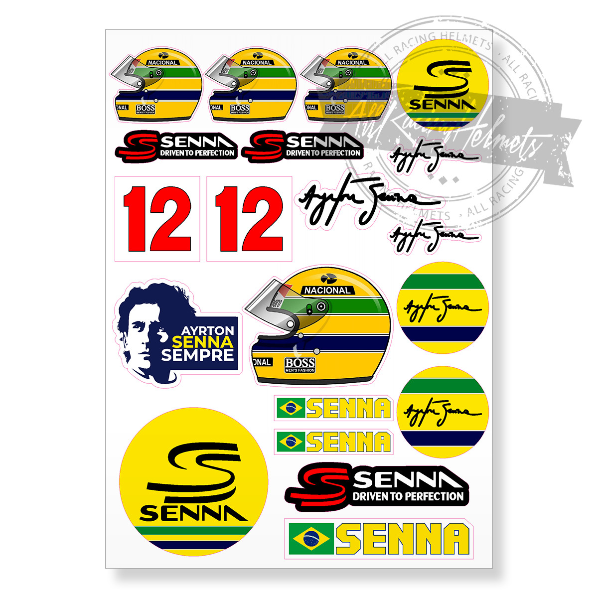 Ayrton Senna F1 Formula One A4 Vinyl Decal Sticker | Racing | Indoor Outdoor