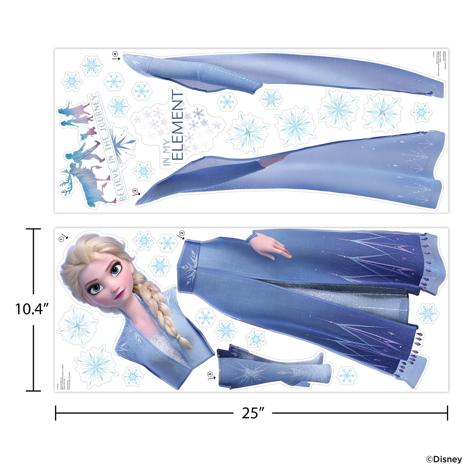 Disney Frozen Elsa Wall Decals – 33" Princess Elsa Wall Vinyl Stickers Bedroo…
