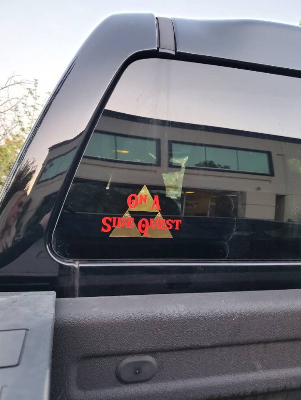 On A Side Quest Decal with Brushed Metallic Gold Vinyl 6"