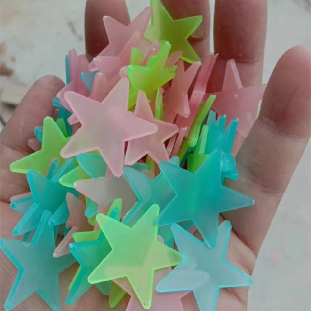 3/50/100Pcs Fluorescent Glow the Dark 3D Stars Moon Wall Stickers Kids Baby Room