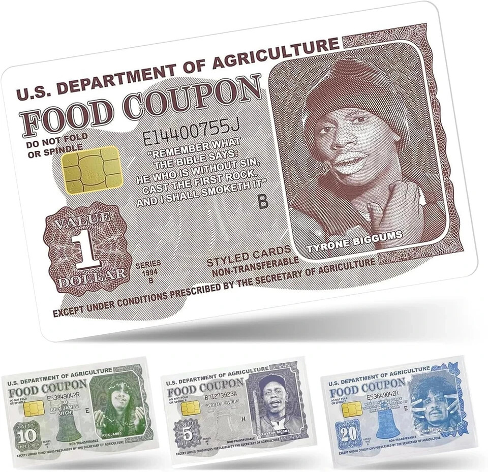 Credit Card Skins Tyrone Biggums Food Stamps EBT UV Vinyl Card Skins 4 pack