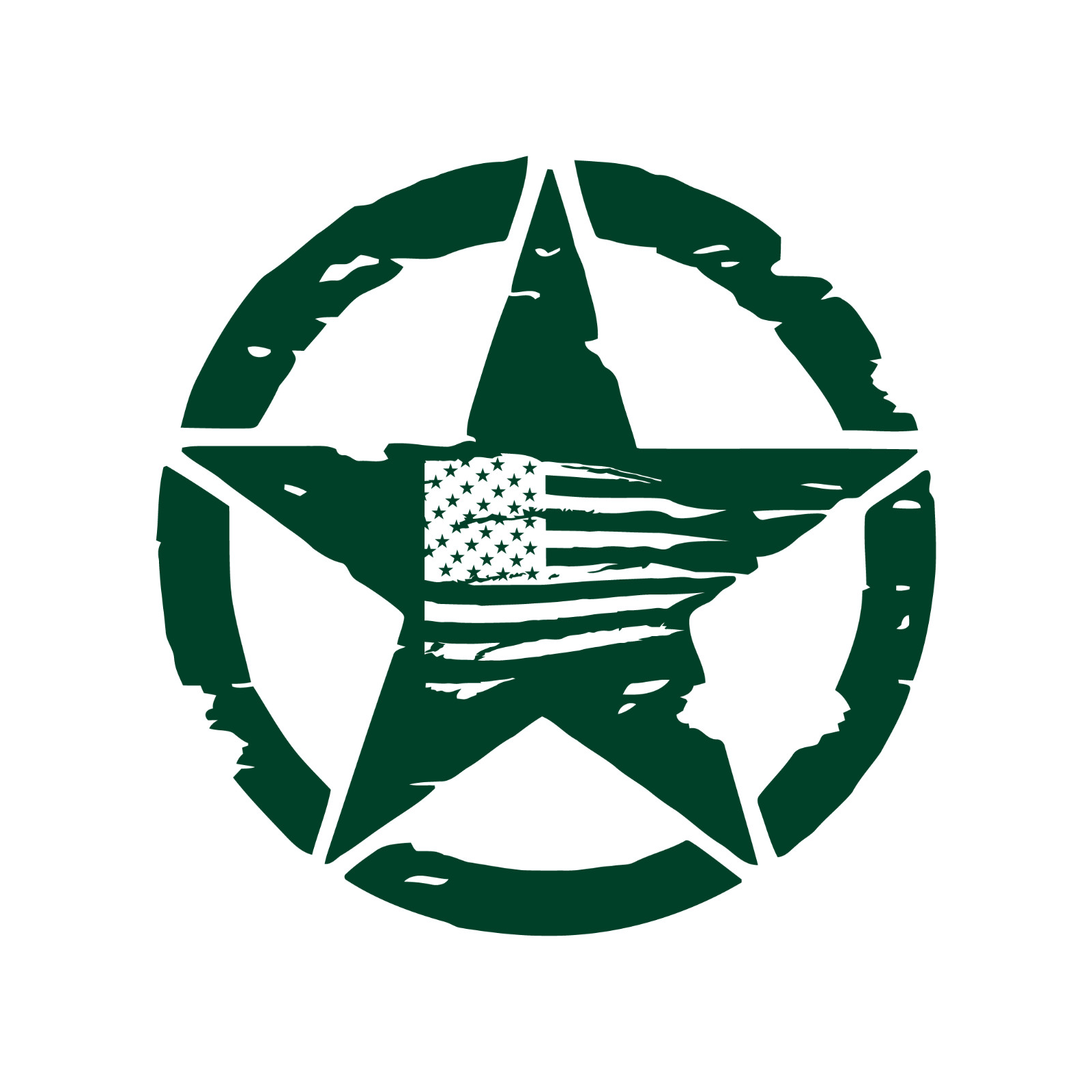 Distressed Army Star With Distressed US Flag Automotive Die Cut Decal Made USA