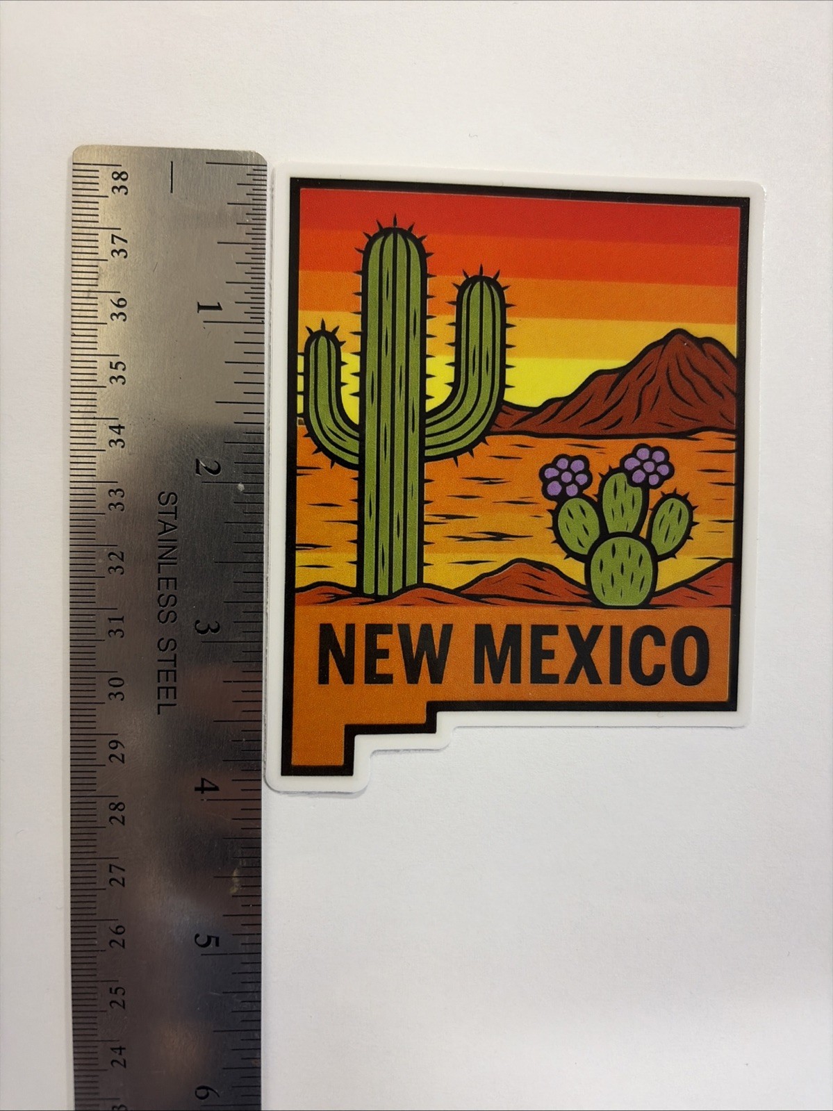 New Mexico Sticker Desert Sunset Mountains Cactus Flower