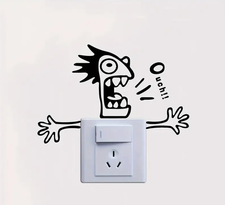 Funny Character Outlet Sticker Home Decor Living Room, Bedroom, Bathroom SD 8