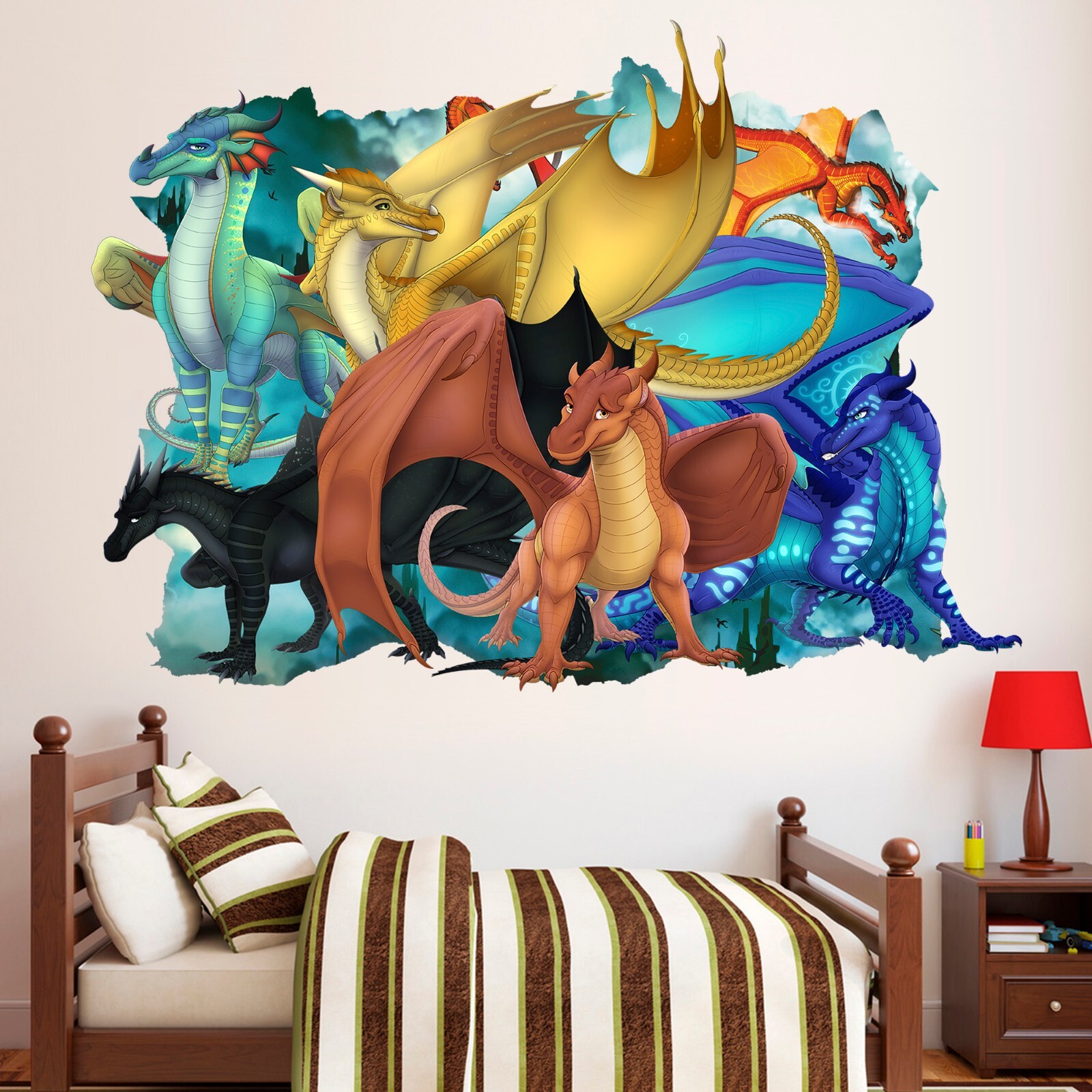 Wings of Fire 3D Wall Sticker, Dragon Wall Decal, Wall Tattoo, Decor