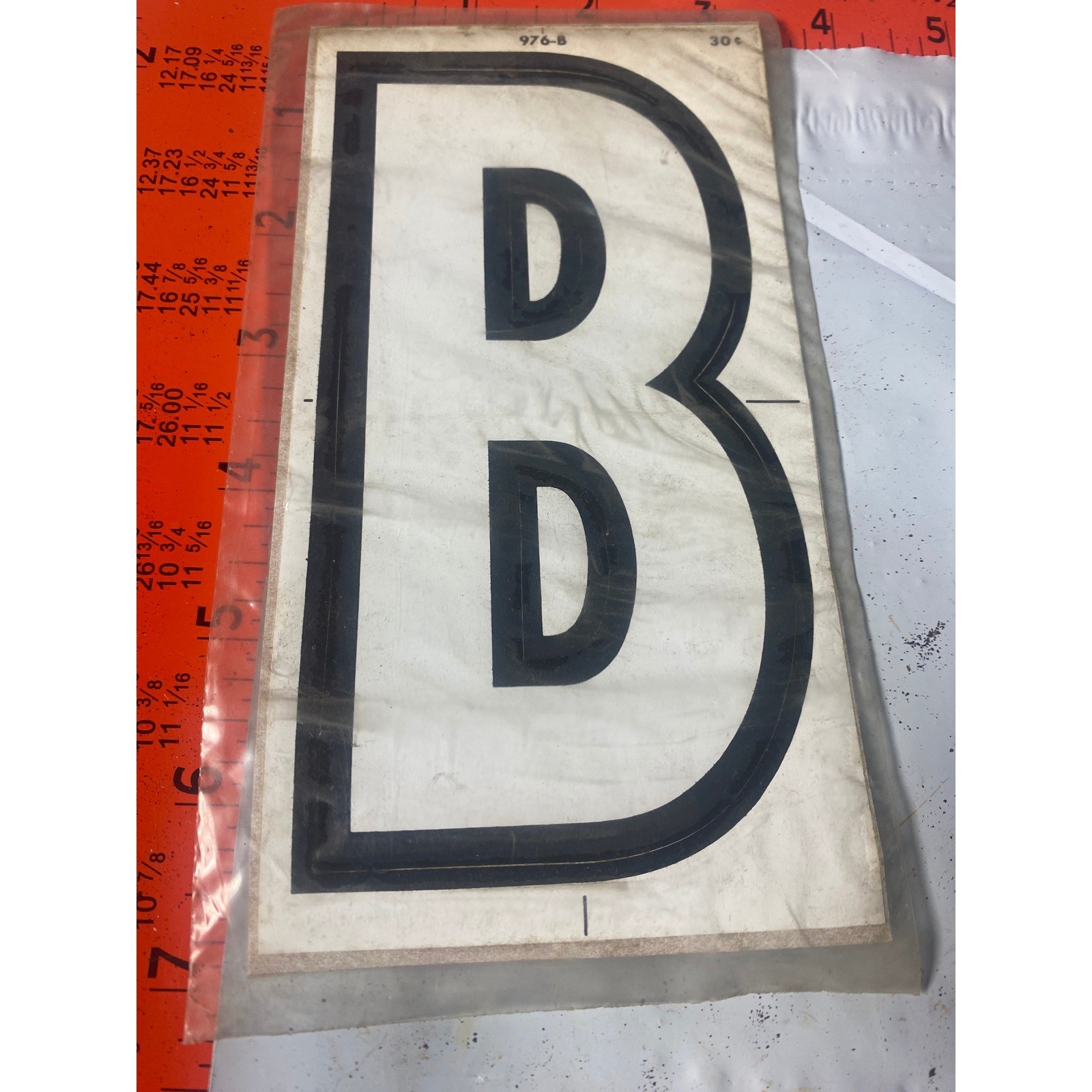 Vintage Letter B Decal Sign 976-B Black White Retro Graphic 6.5 Inch Adhesive