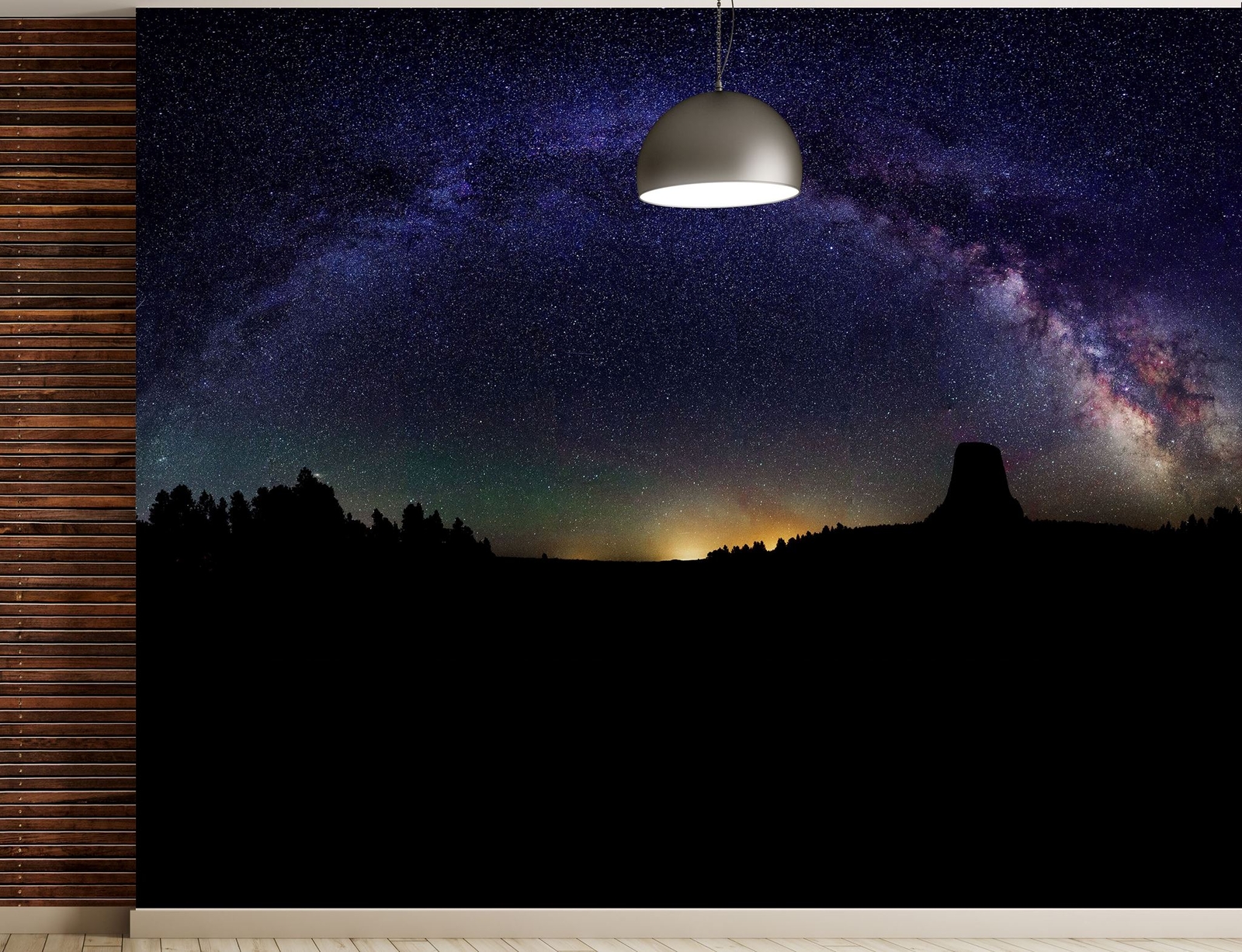 Milky Way Galaxy Stars Wall Mural. Starry Night Over Devils Tower National Monum