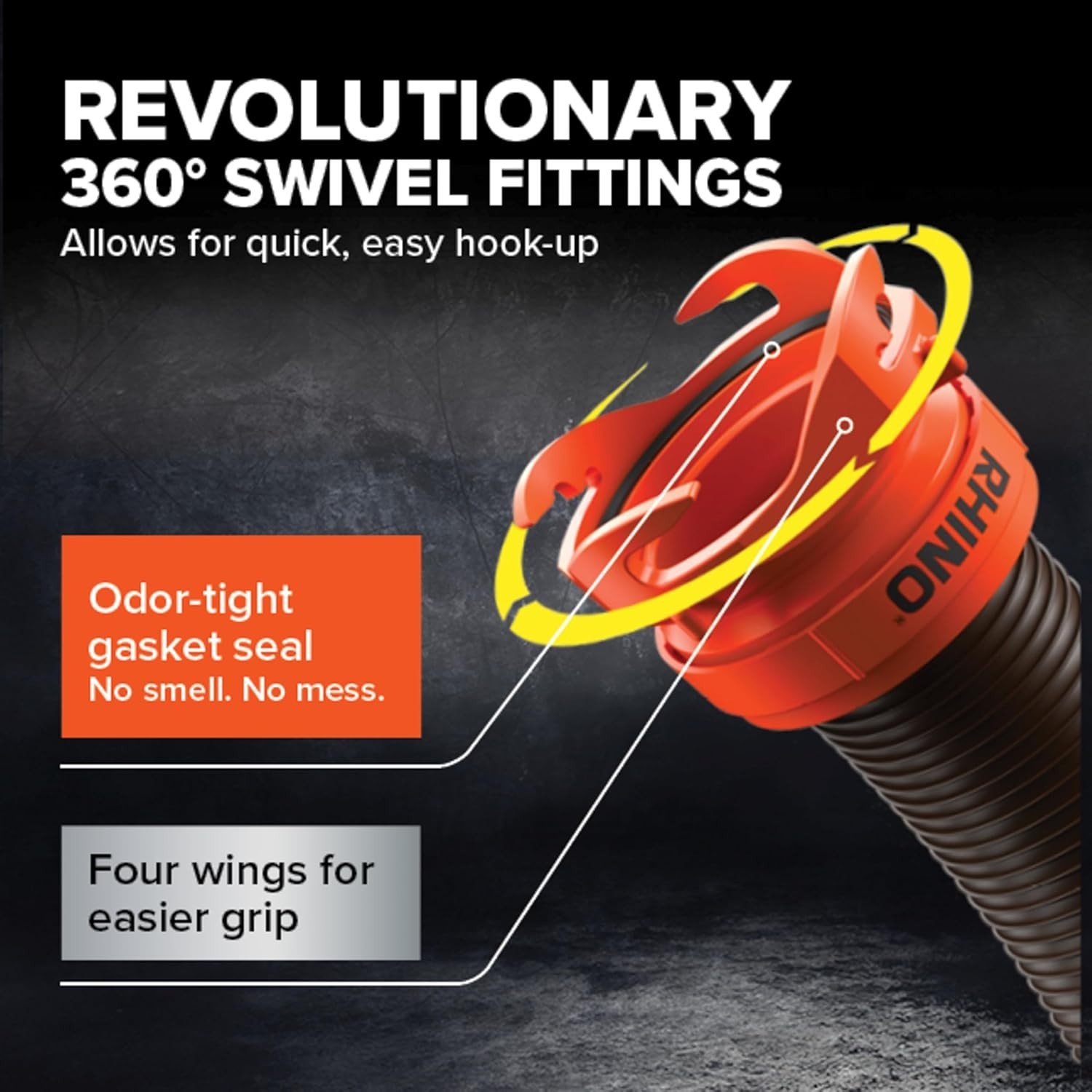 RhinoFLEX 15-Ft RV Sewer Hose Kit – Features Clear Elbow Fitting w/Removable 4-i