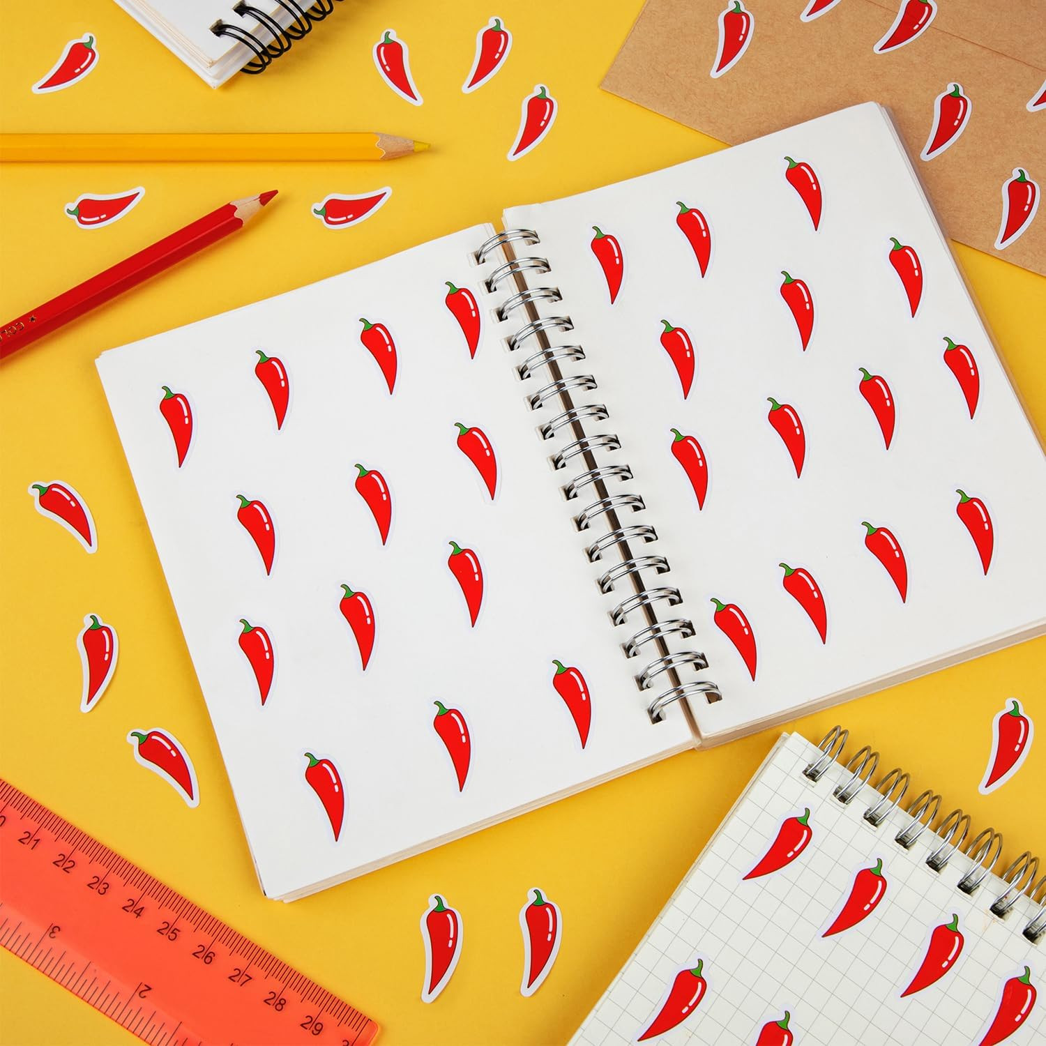 600Pcs Chili Stickers, Spicy Stickers for Kids Self Adhesive Peel and Stick, Red
