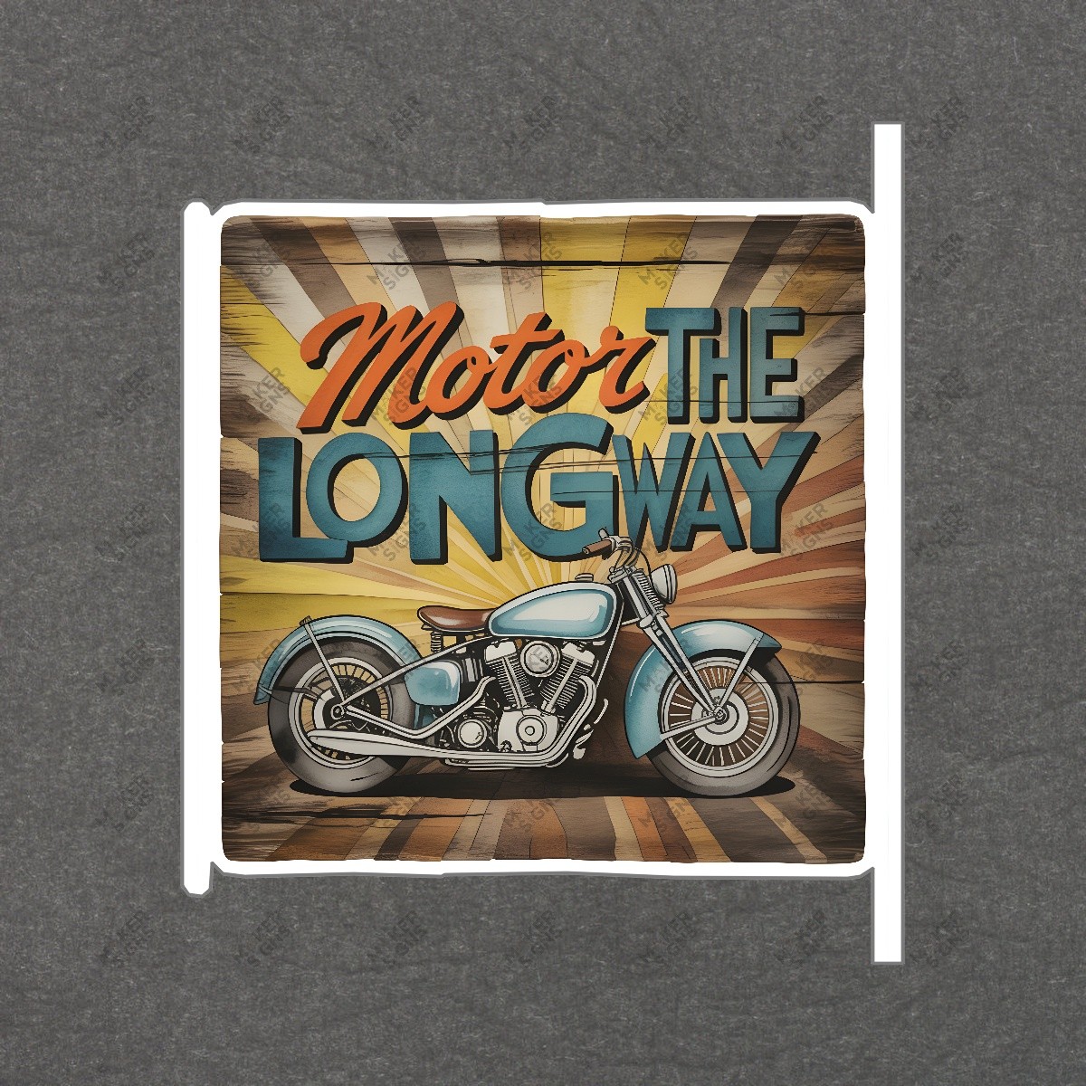 Vintage Motorcycle Sign Motor the LONG WAY Rustic Decor Retro Wood #8235