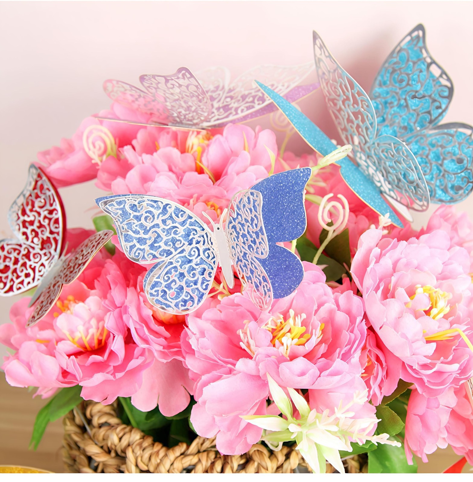 3D Metallic Silver Butterfly Wall Stickers Set of 12 | Multicolor Decorative …
