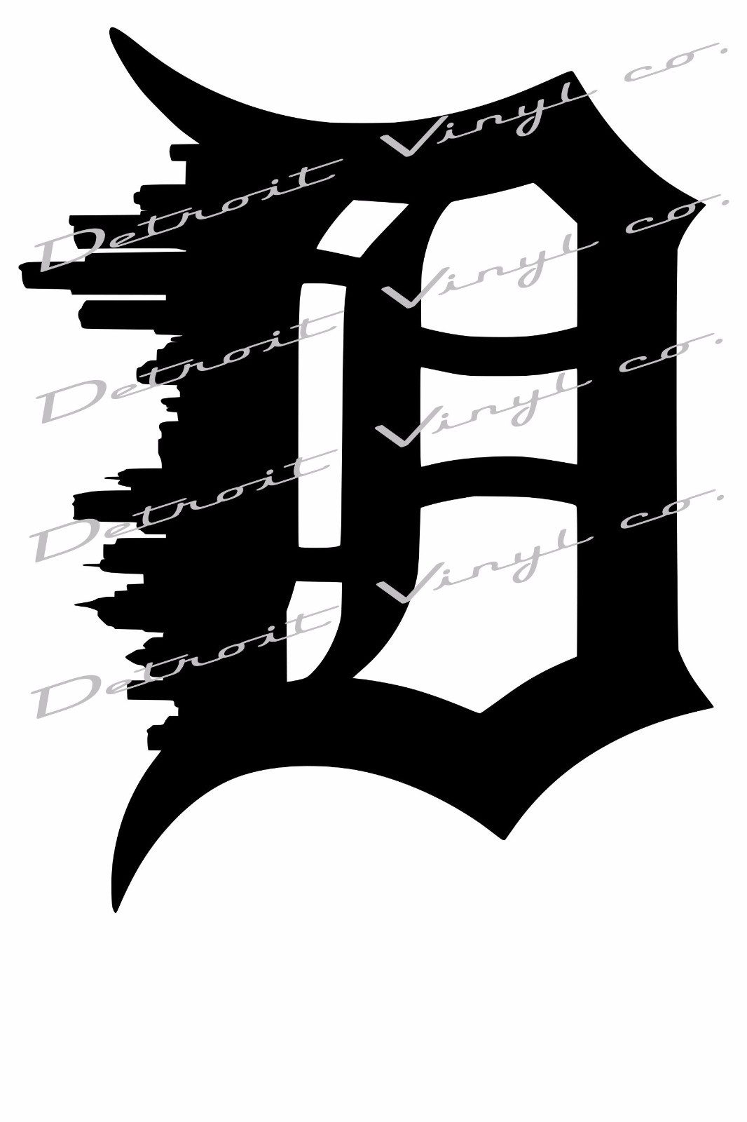 Detroit D Skyline Decal Sticker 6"x6"