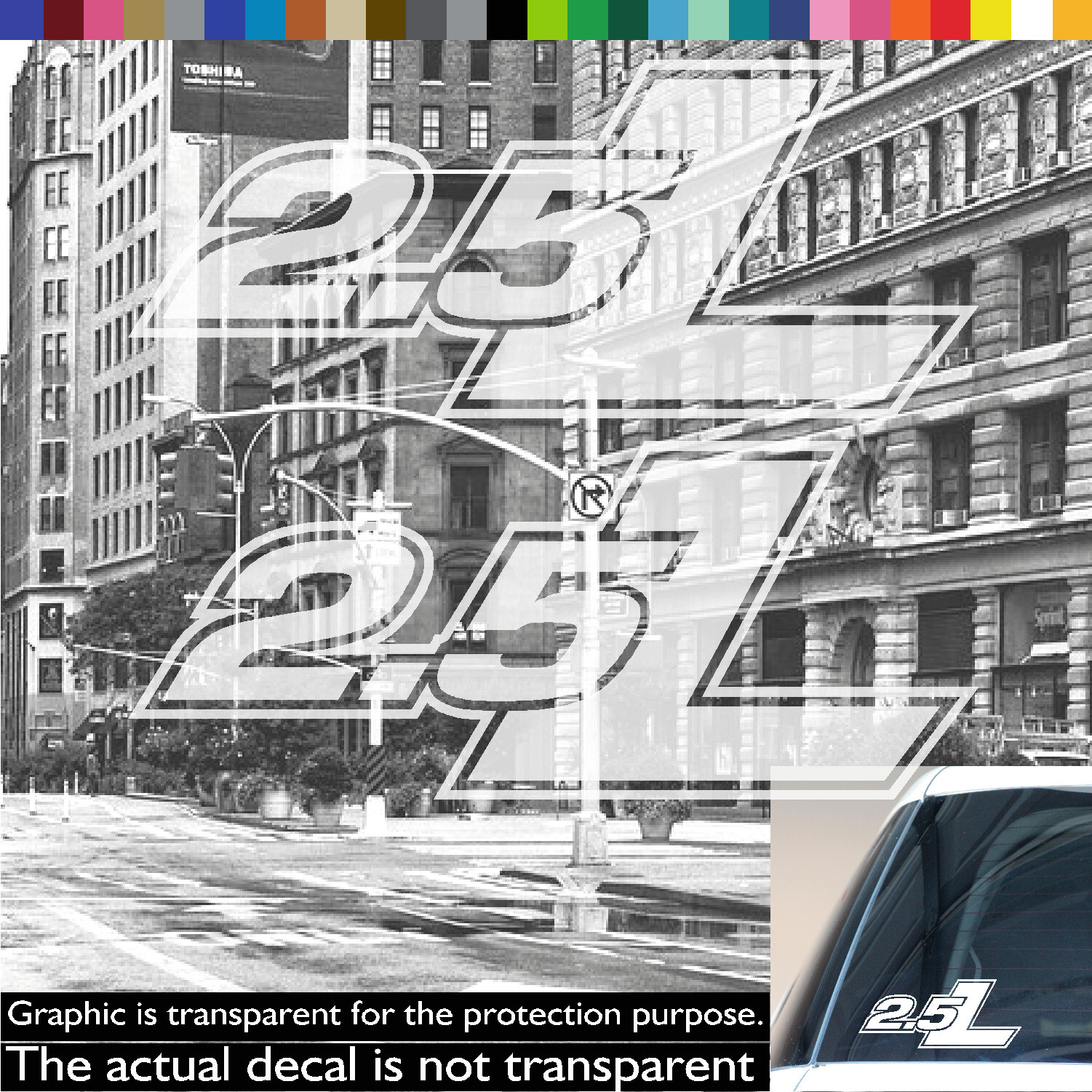2.5 L 2.5L LITER CC Engine Size Decal Sticker (Pair)