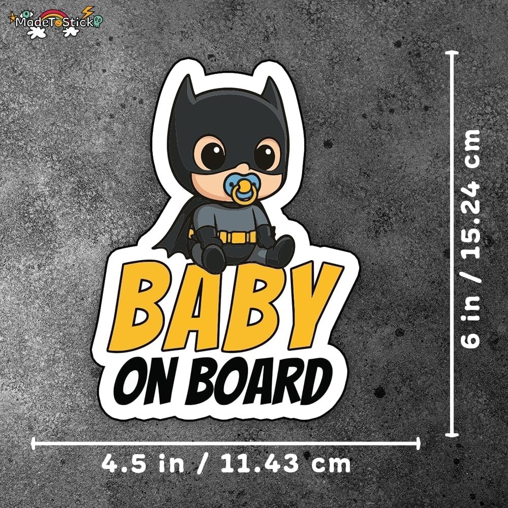 Cute Bat Hero Baby On Board Vinyl Sticker Waterproof Auto Window Truck 4.5" x 6"