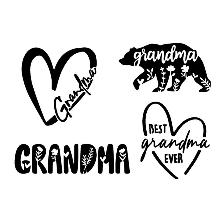 Grandma Vinyl Decal Stickers 5 in Heart Bear Best Grandma Ever Black NEW