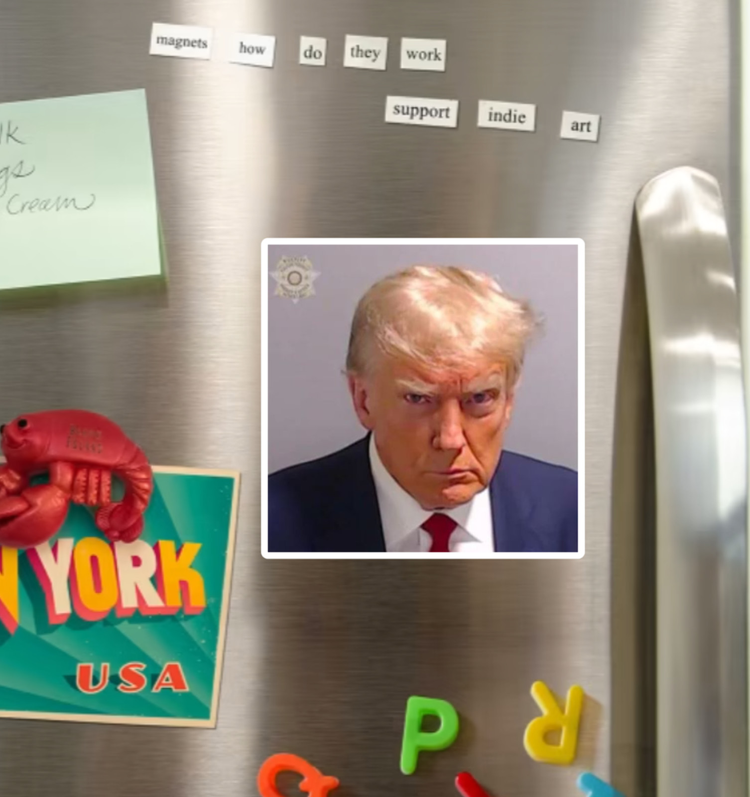 Donald Trump Mug Shot Die Cut Glossy Fridge Magnet