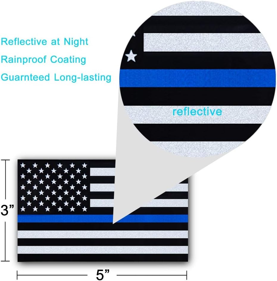 3 Pcs Calcomanías Reflectantes Bandera USA Línea Azul 5×3 in Vinilo para Auto…
