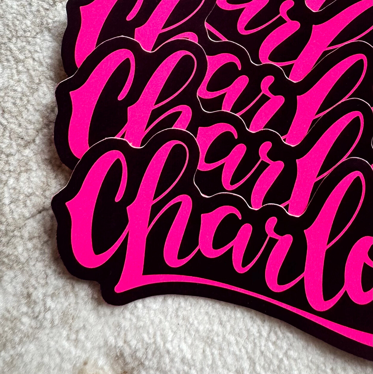 Neon Name Sticker : CHARLOTTE | for school or Office | graffiti | Calligraphy