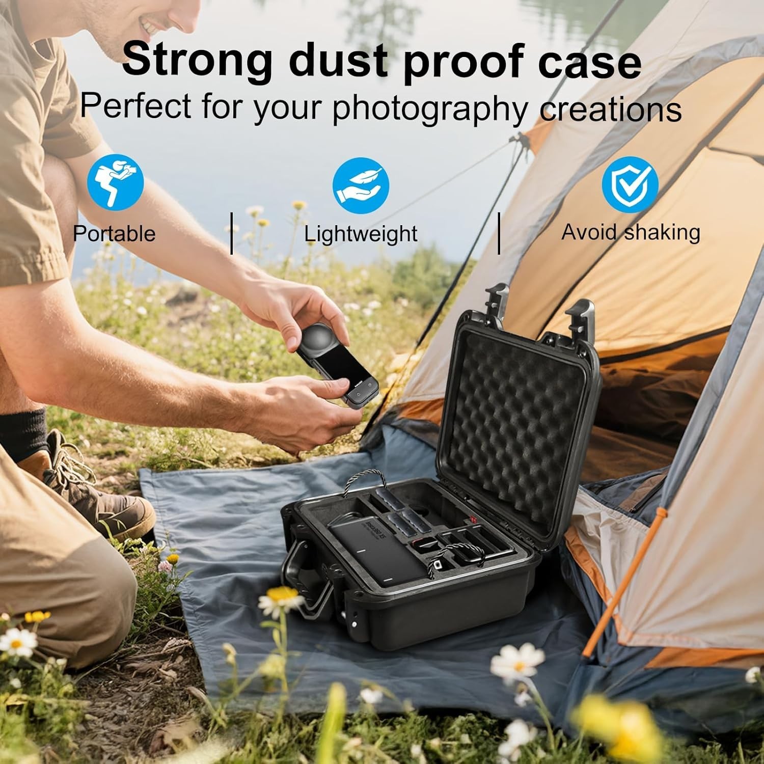 Waterproof Hard Case for Insta360 X5 X4 X3 Action Camera & Accessories – 4x Batt