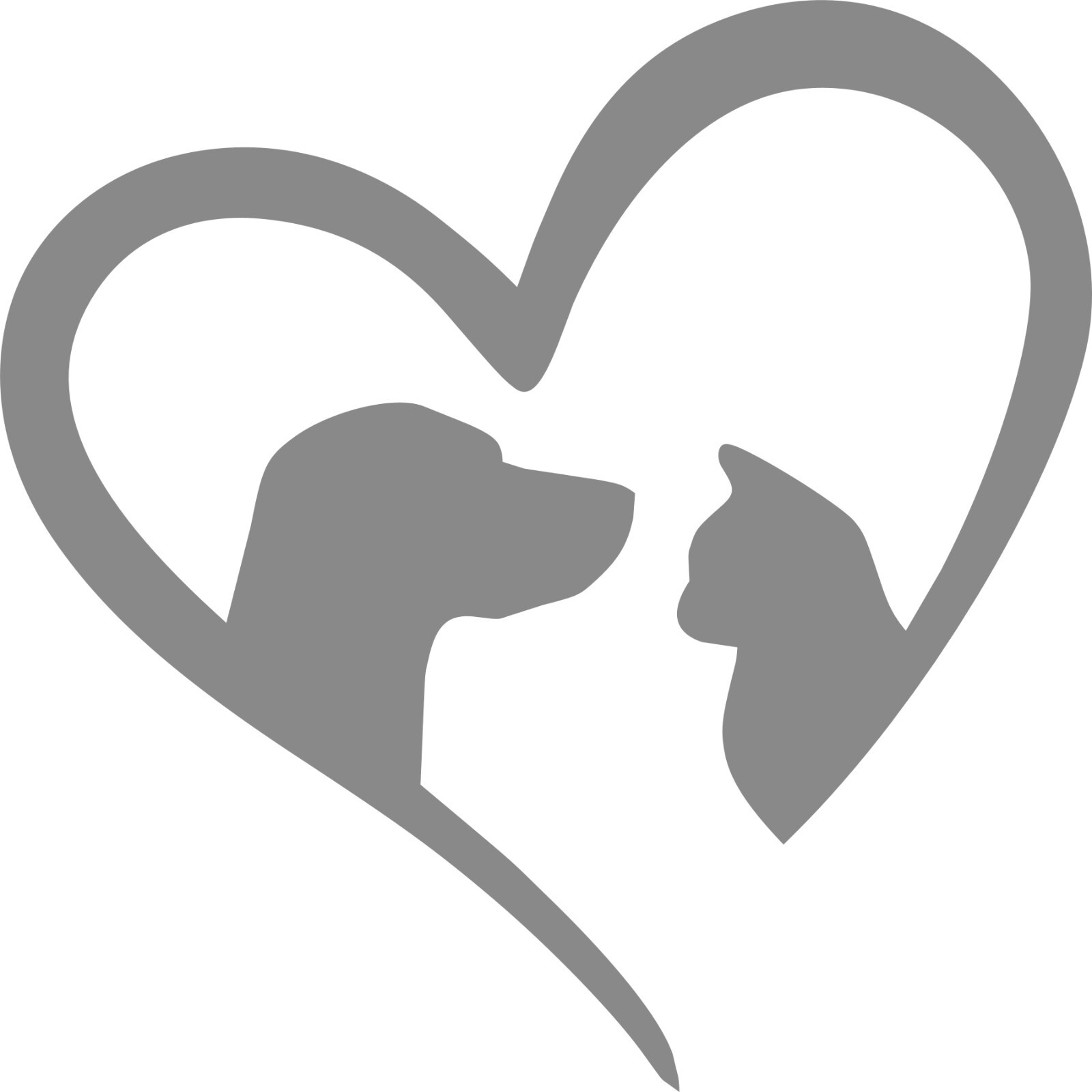 DOG & CAT IN A HEART in your choice of color DECAL 4"in X 4"in