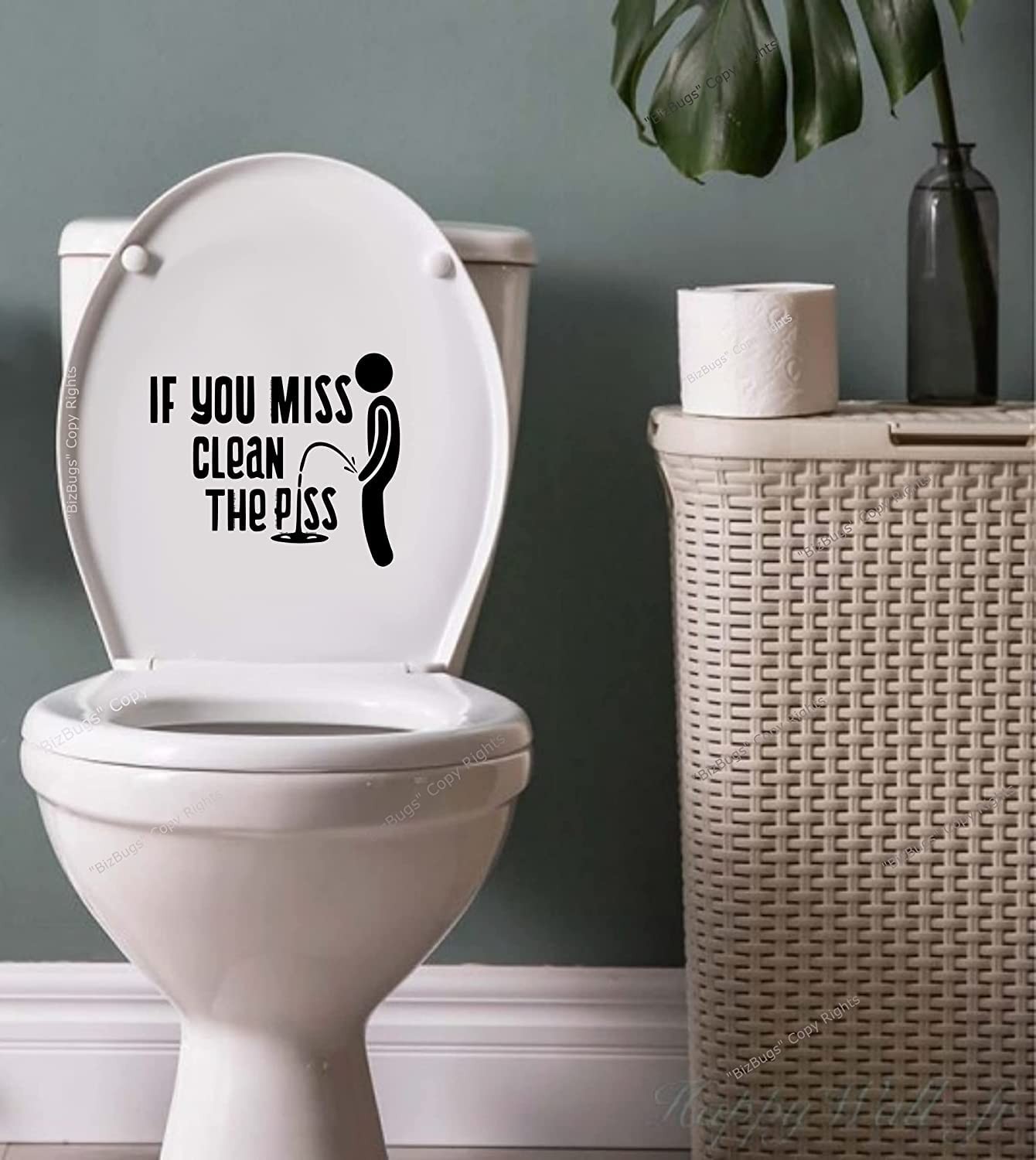 If You Miss Clean Your Pee Sticker Vinyl Decal 6 inches by 7 inches, Black