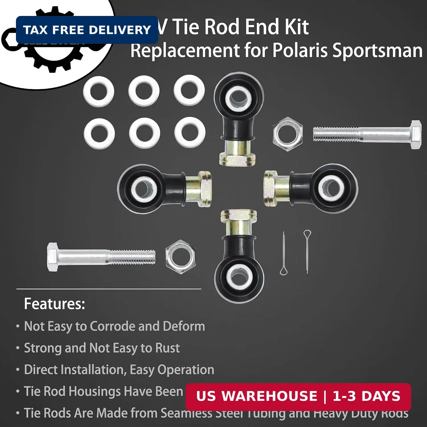 Tie Rod End Kit, Compatible with 1998-2004 Polaris Sportsman 335/400/500/600/700
