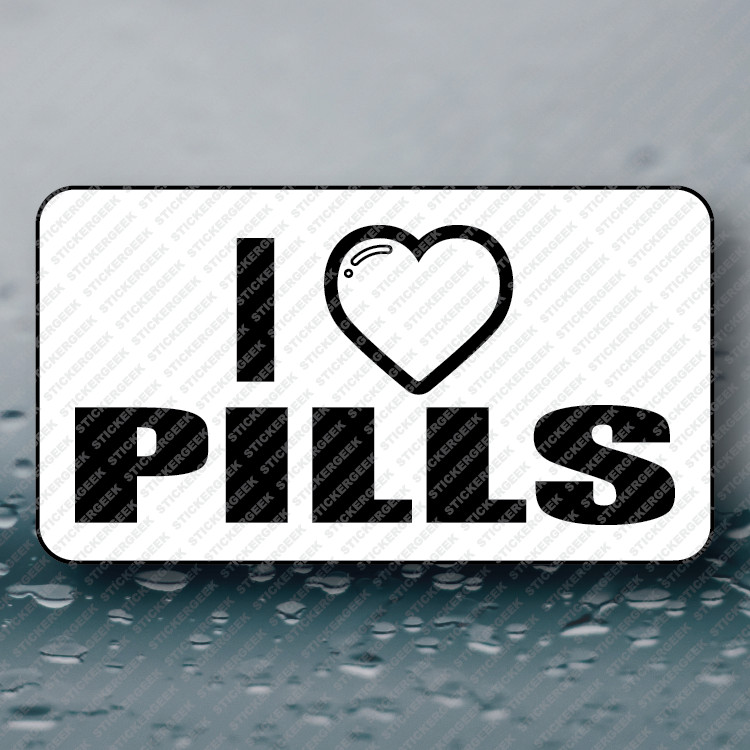 I HEART PILLS Adult Humor Funny Prank Joke Gag Sticker 25-250pcs