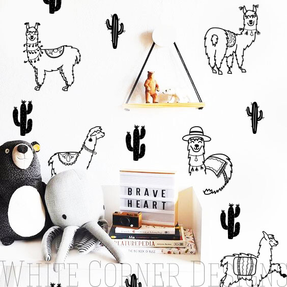 Alpacas Wall Decals – Nursery Decals, Cactus Decals, Alpaca Decals, Llama ga120