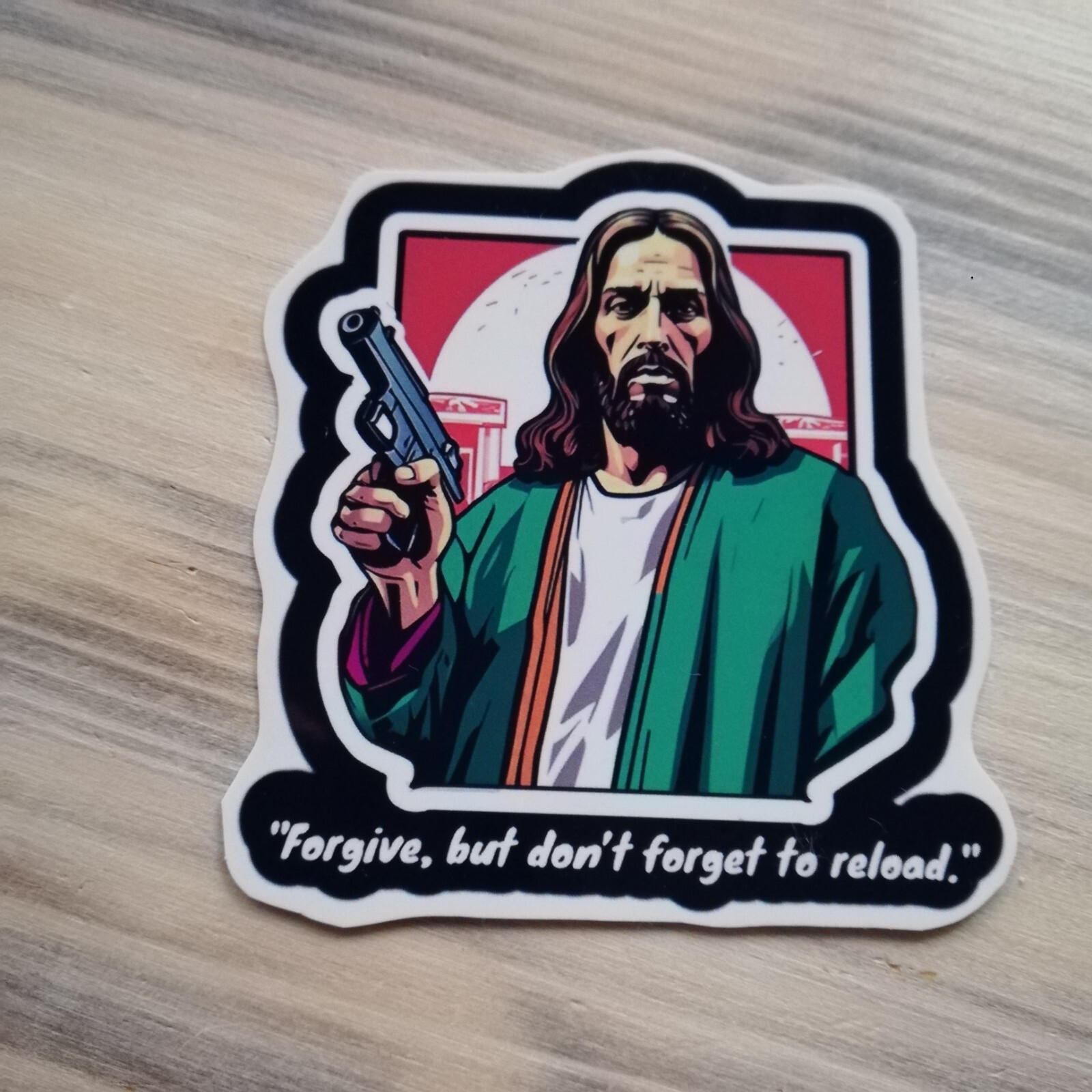 JESUS gun , funny style game , funny , sticker , sticker