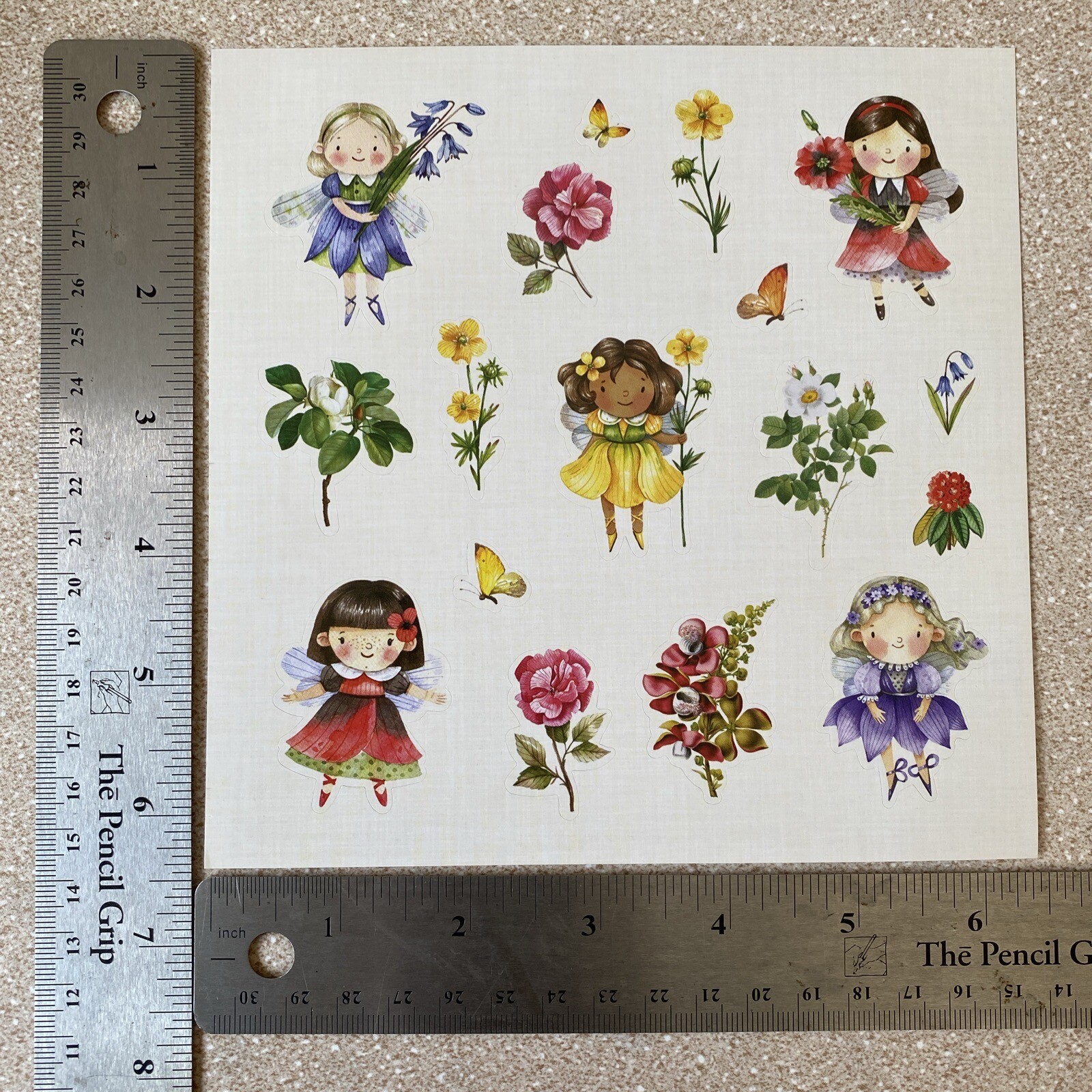 Multicultural Kid Fairies Flowers Butterflies Spring Girl Stickers Decorate New