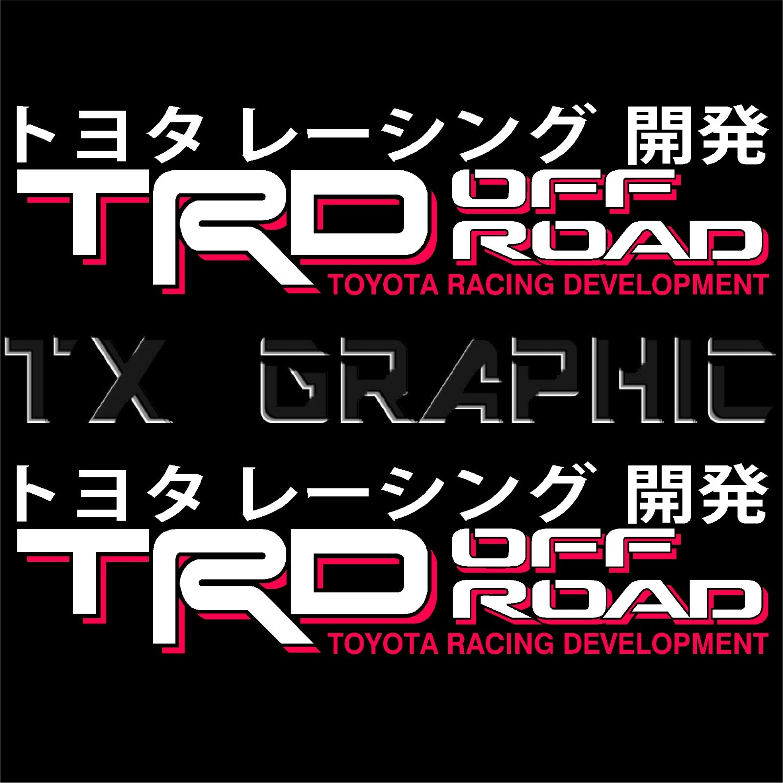 KANJI TRD RACING DEVELOPMENT OFF ROAD TACOMA TUNDRA TRUCK, 1 SET OF 2